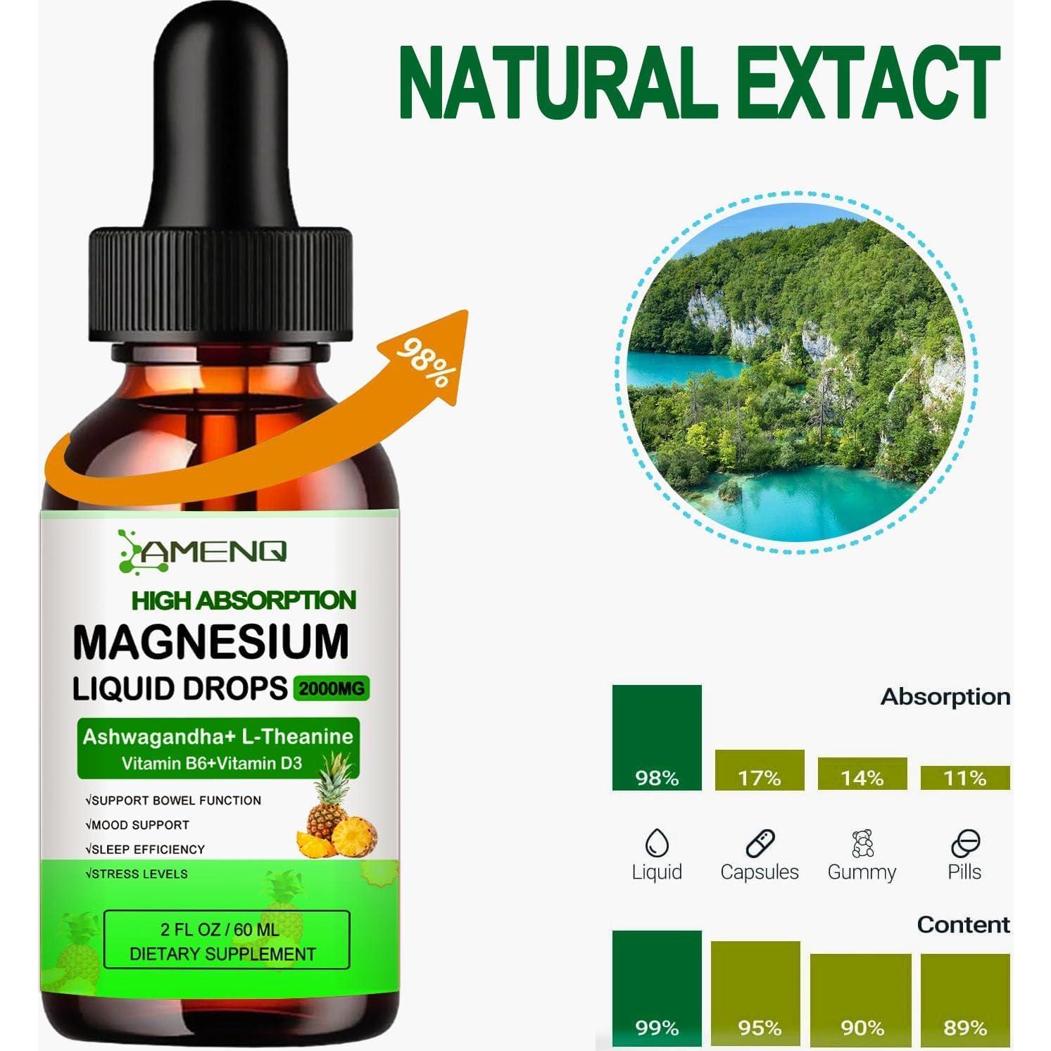 Suplemento Líquido de Magnesio 5 en 1 AMENQ - Sabor Piña