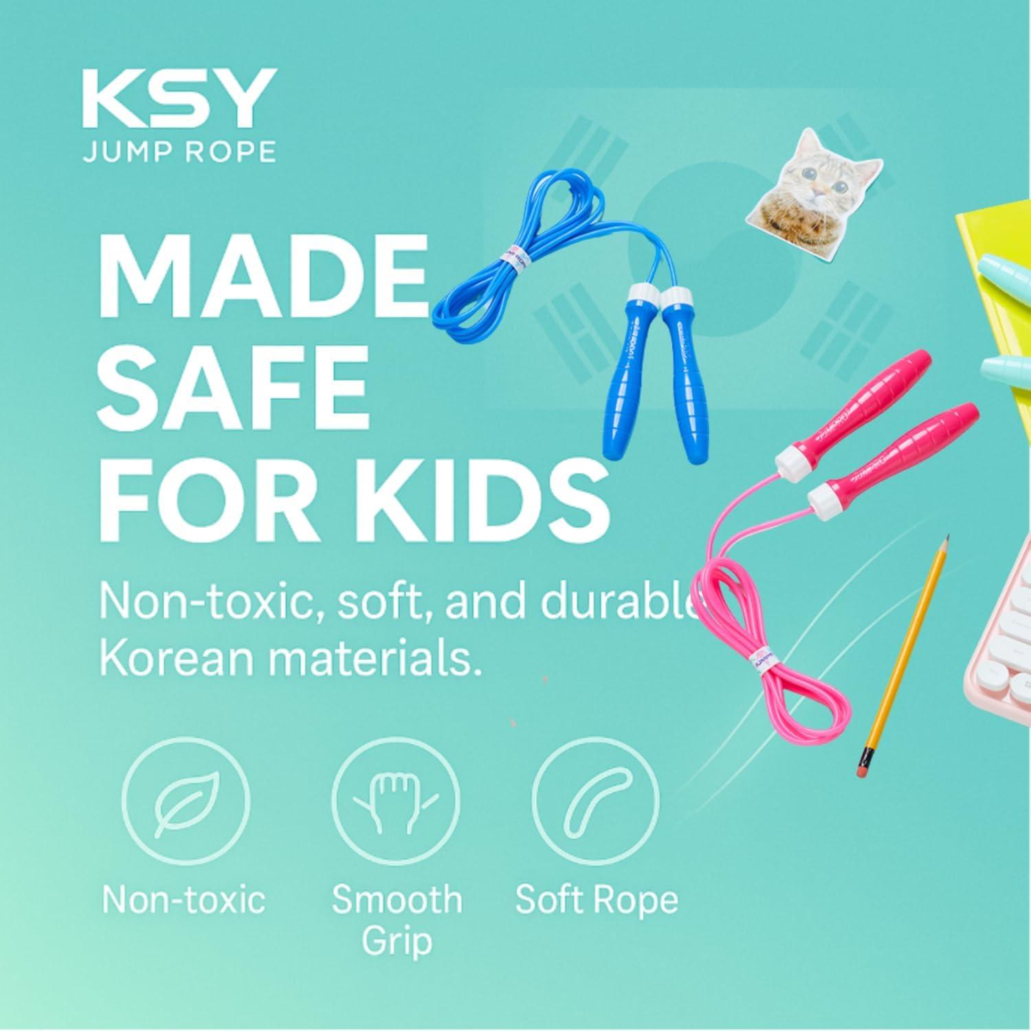 Cuerda de Salto KSY Kids Rosa Brillante - Ajustable 270 cm