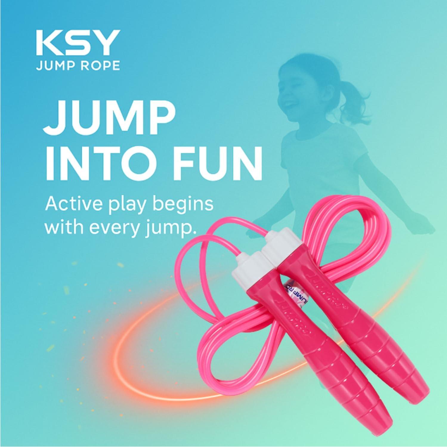 Cuerda de Salto KSY Kids Rosa Brillante - Ajustable 270 cm