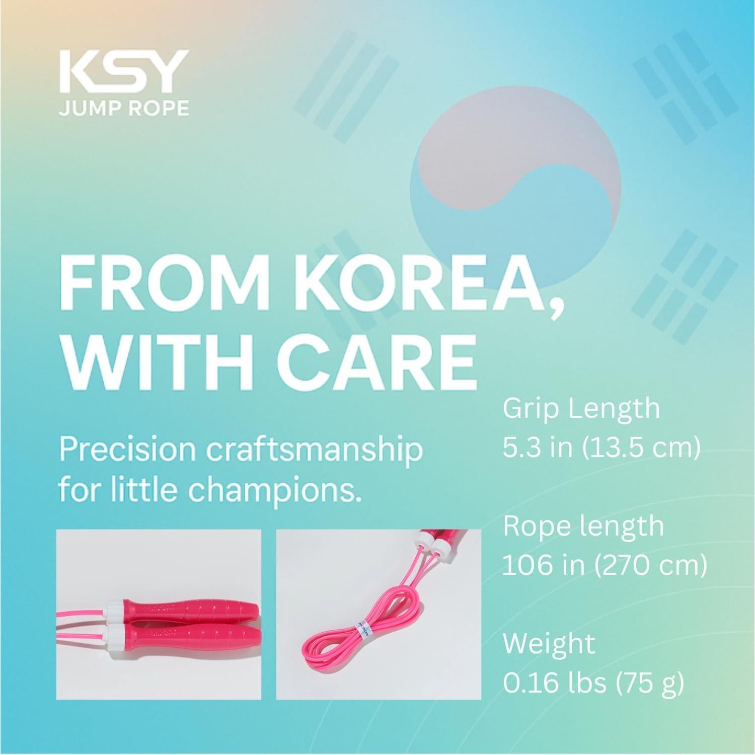 Cuerda de Salto KSY Kids Rosa Brillante - Ajustable 270 cm