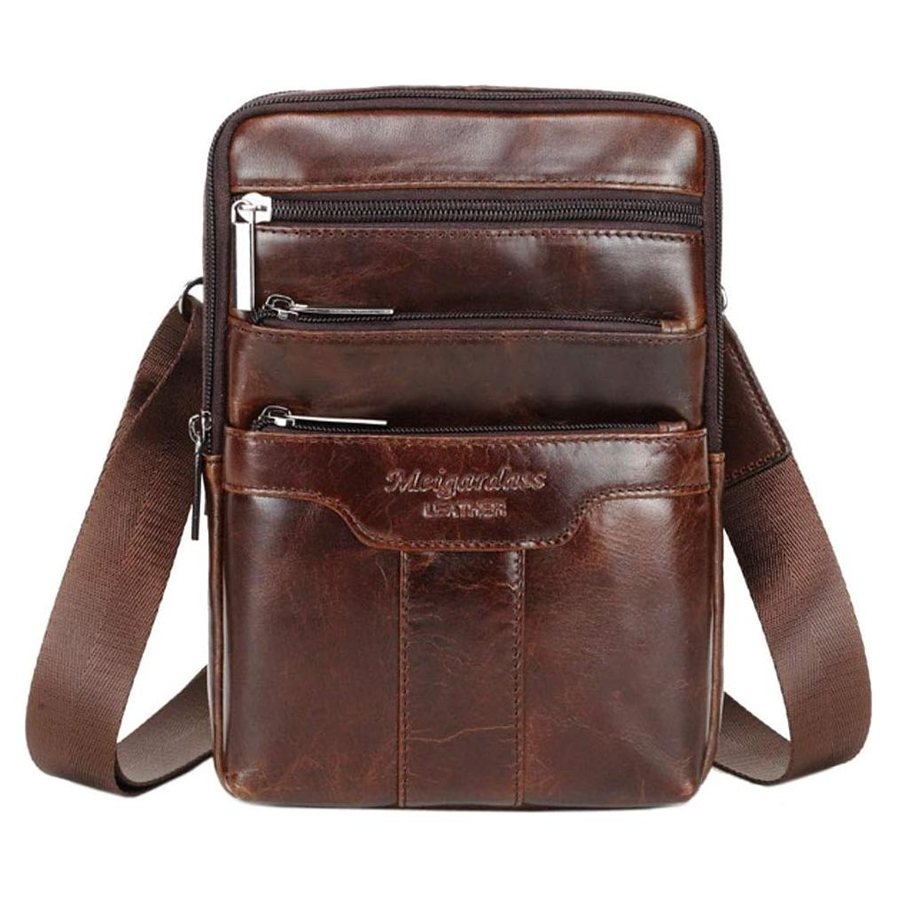 Bolsa Sling de Cuero Hebetag para Hombres y Mujeres 16x7x23cm