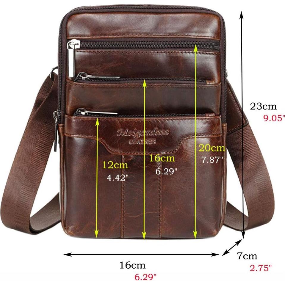 Bolsa Sling de Cuero Hebetag para Hombres y Mujeres 16x7x23cm