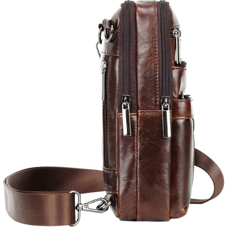 Bolsa Sling de Cuero Hebetag para Hombres y Mujeres 16x7x23cm