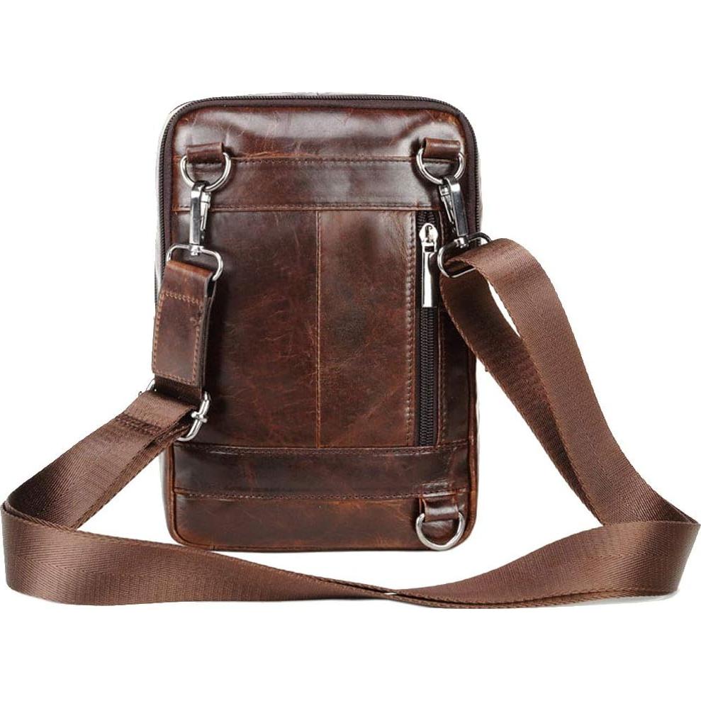 Bolsa Sling de Cuero Hebetag para Hombres y Mujeres 16x7x23cm