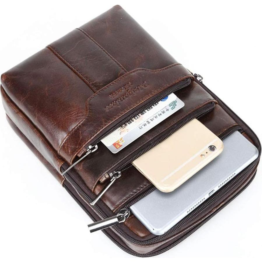 Bolsa Sling de Cuero Hebetag para Hombres y Mujeres 16x7x23cm