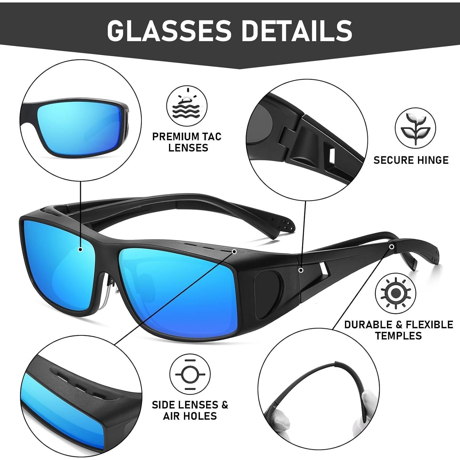 Gafas de sol Wzerry polarizadas UV400 para sobre gafas unisex