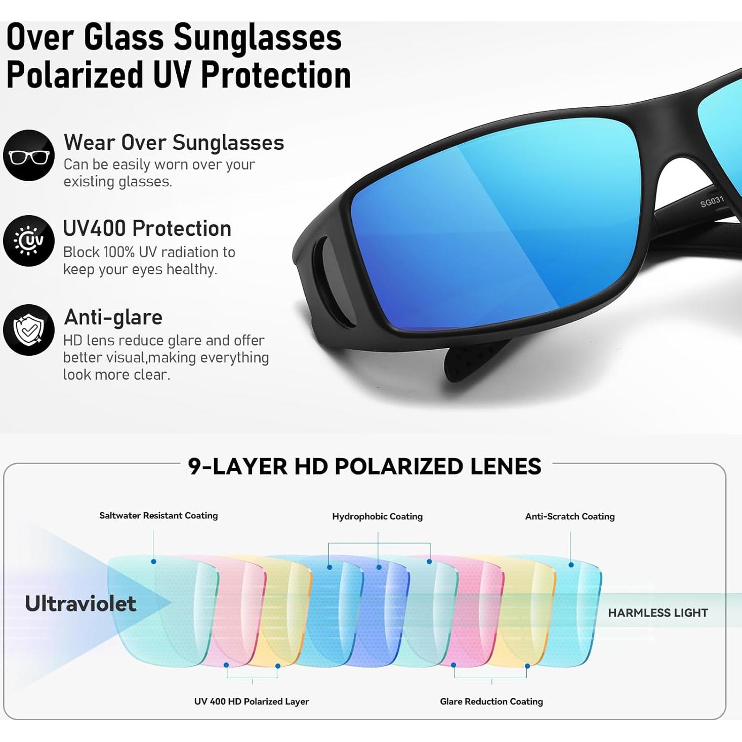 Gafas de sol Wzerry polarizadas UV400 para sobre gafas unisex