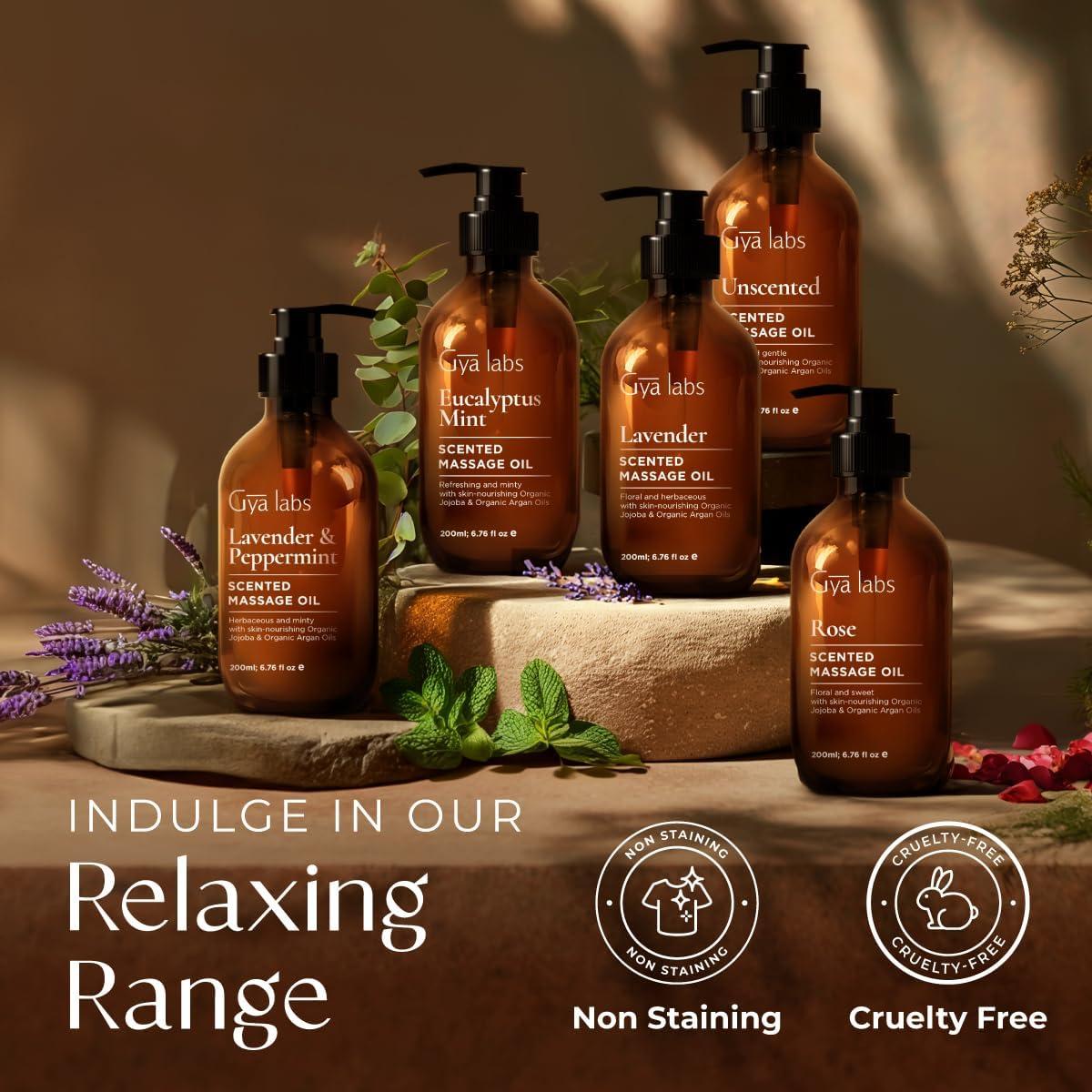 Aceite de Masaje Calmante Gya Labs 200 ml - No Graso para Músculos