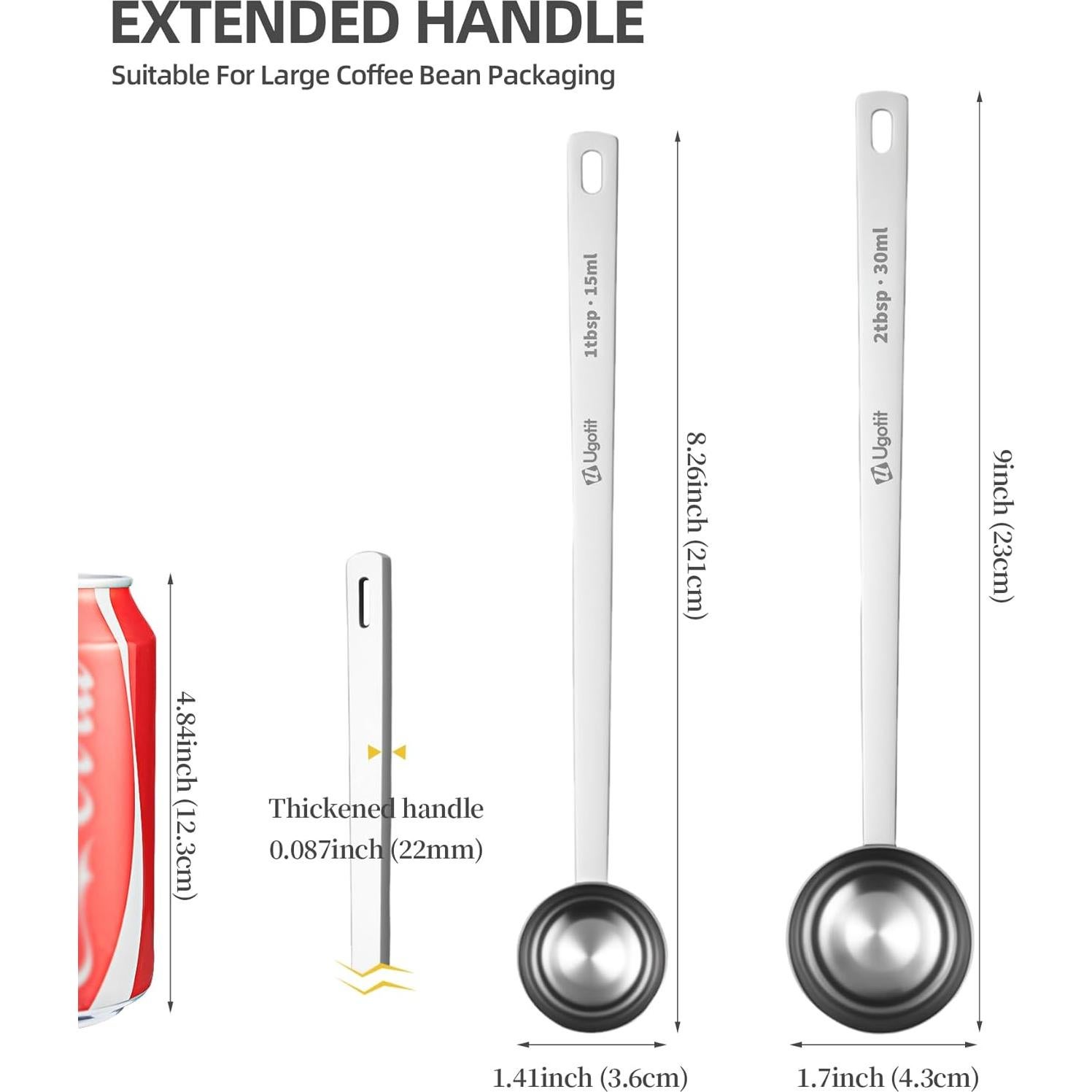 Cuchara Medidora de Acero Inoxidable Ugotit 15ml Mango Largo