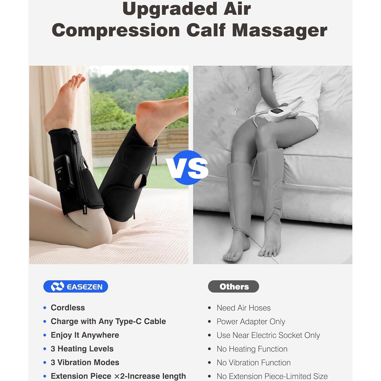 Masajeador de Pantorrillas Inalámbrico EaseZen con Calor y Compresión