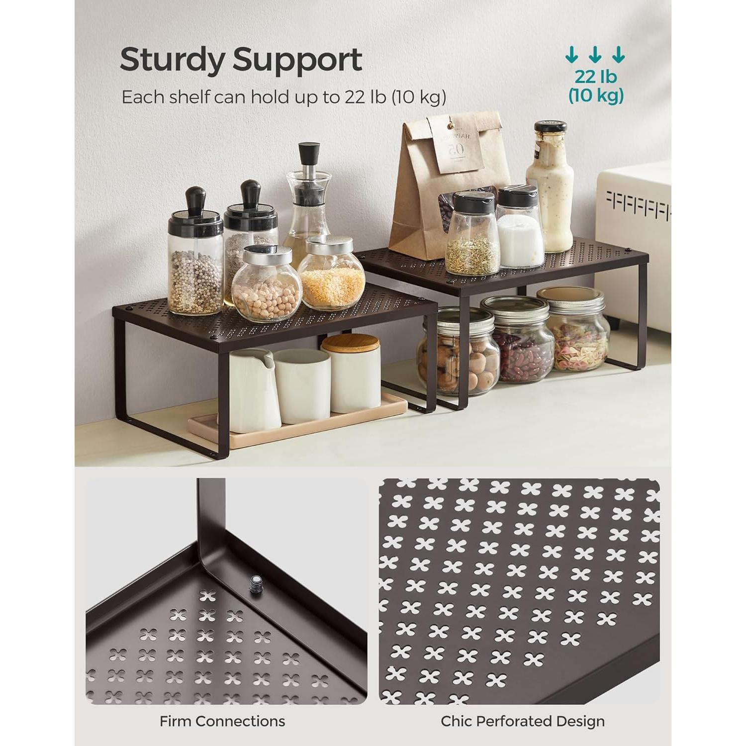 Estantes de Especias SONGMICS, Juego de 4, Metal Marrón, Expandibles