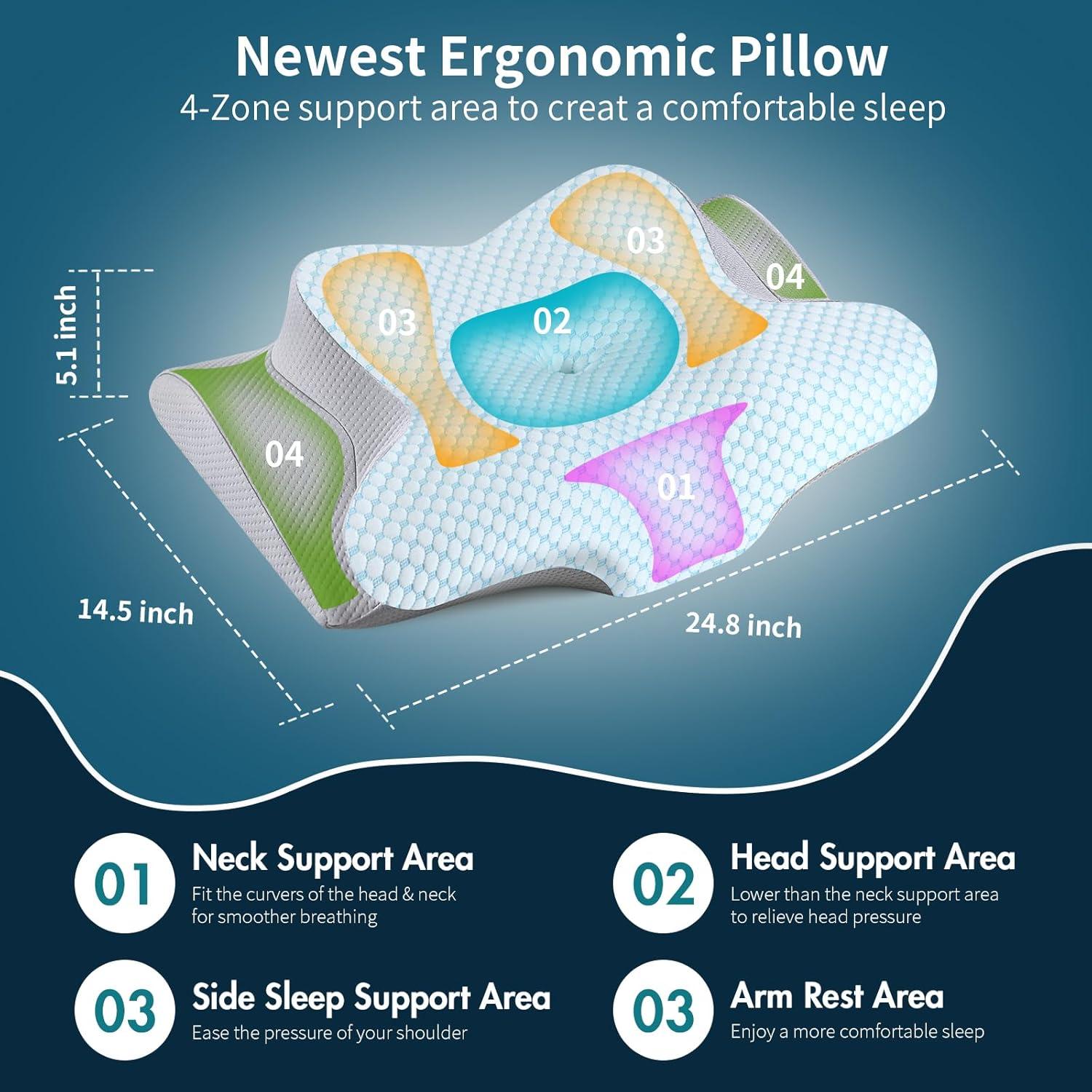 Almohada Cervical Ergonómica Bespillow - Espuma Viscoelástica 63x37 cm