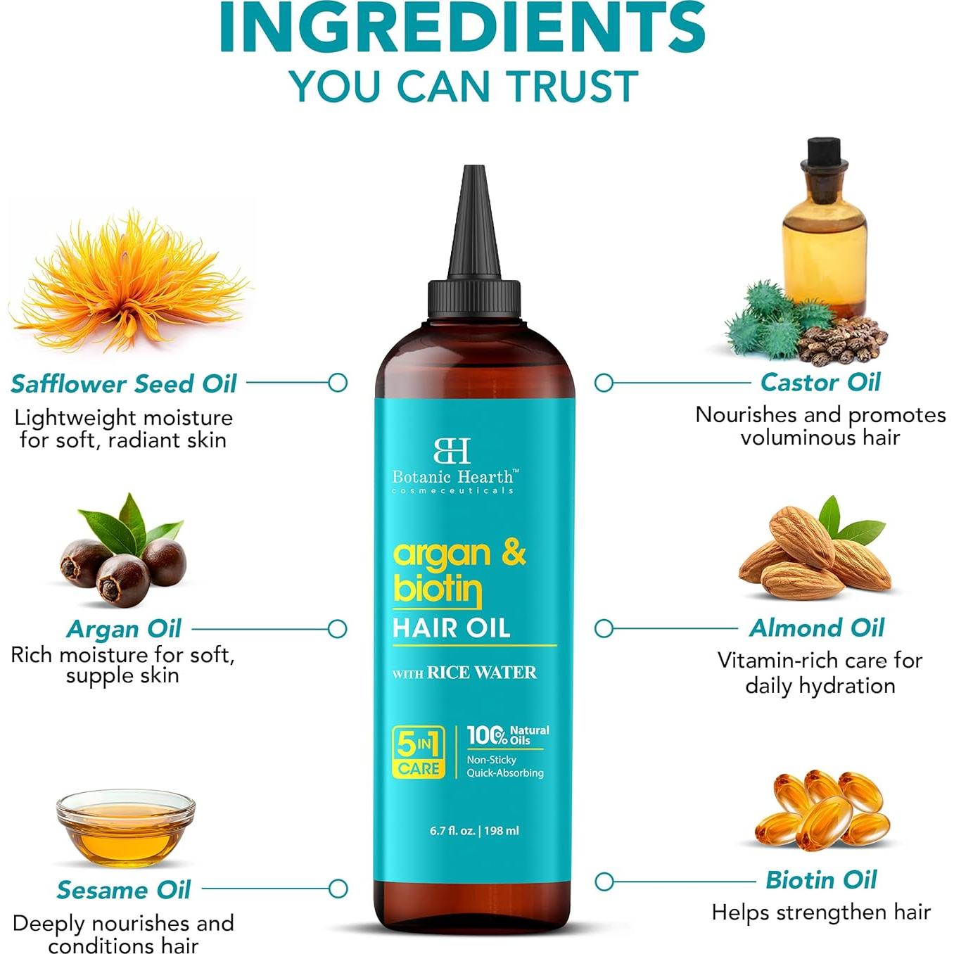 Aceite Capilar Botanic Hearth 198.5 ml - Argán y Biotina