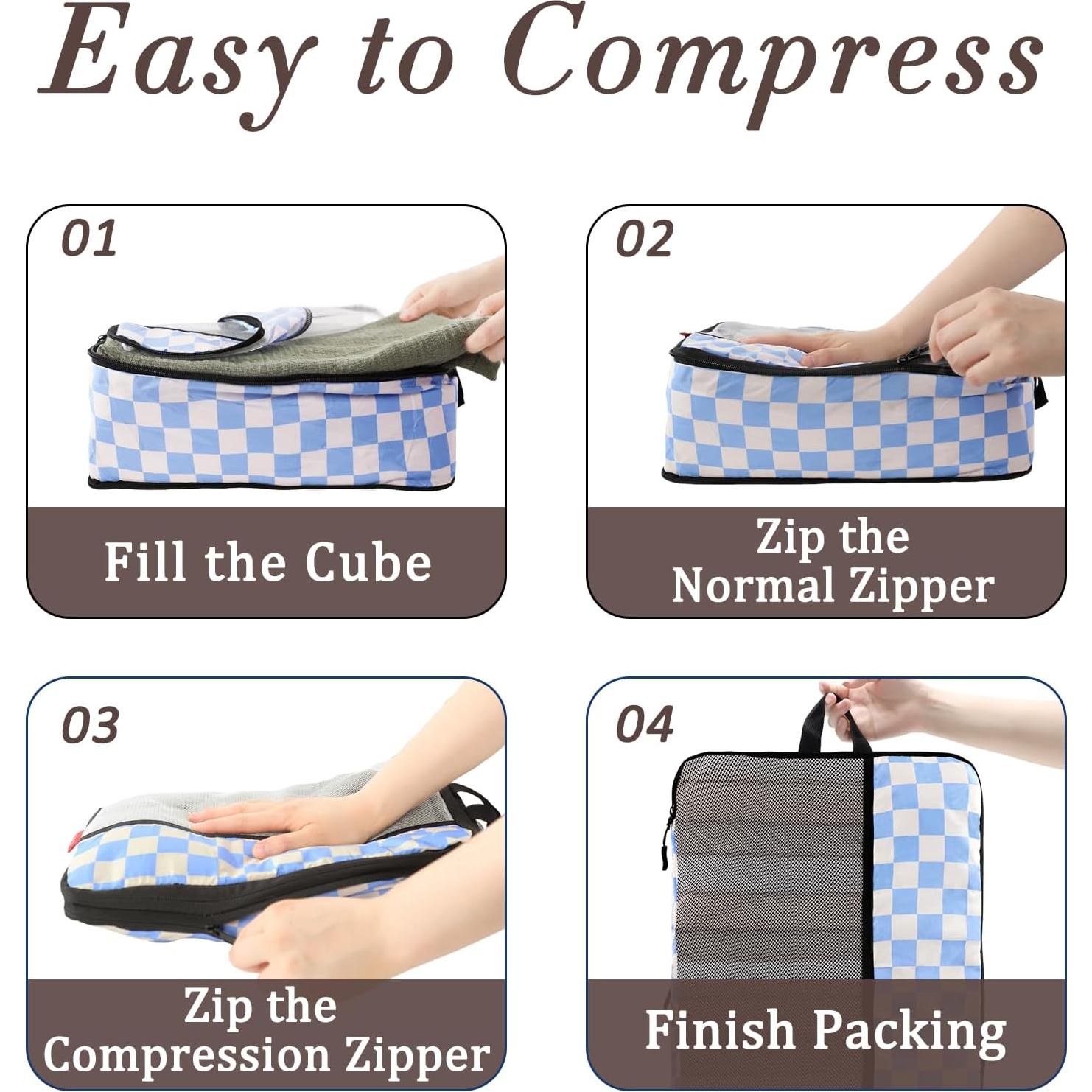 Set de 4 Cubos de Compresión U+U para Viaje - Azul