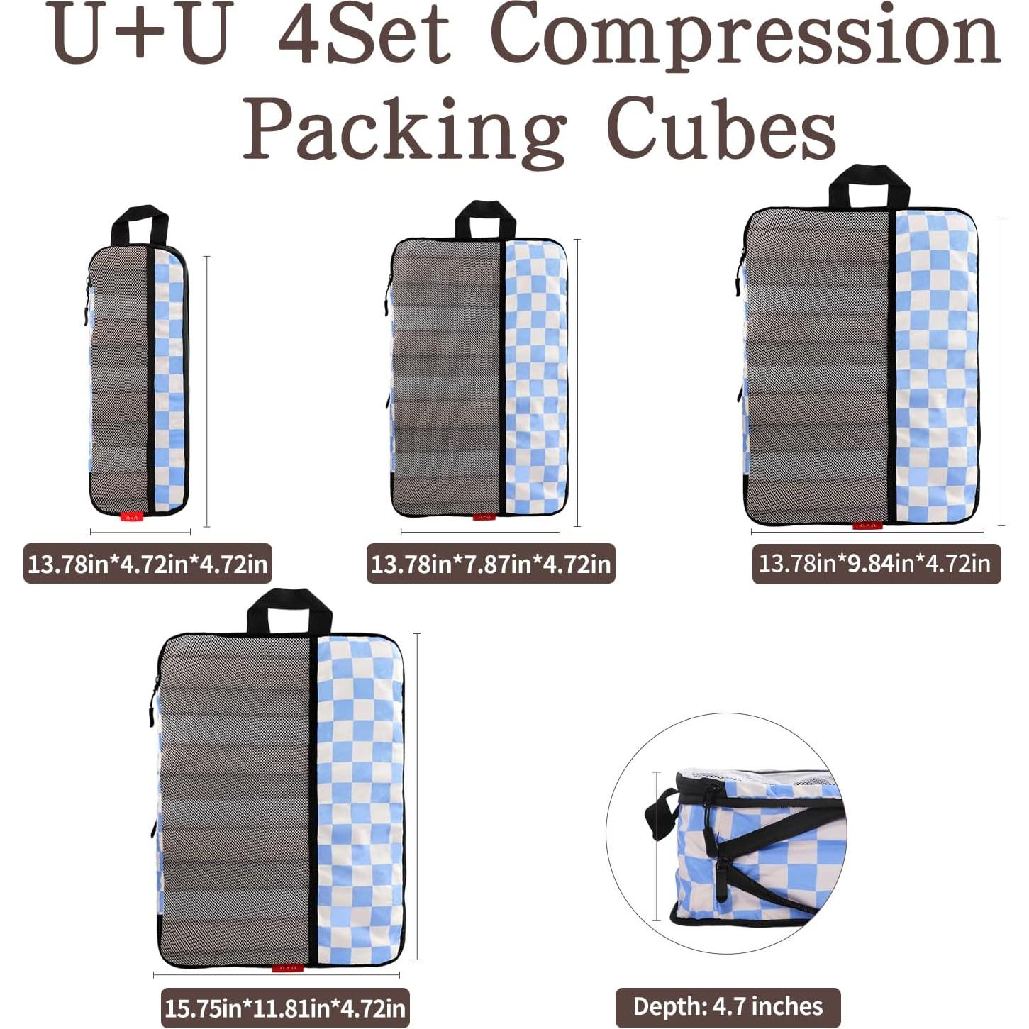 Set de 4 Cubos de Compresión U+U para Viaje - Azul