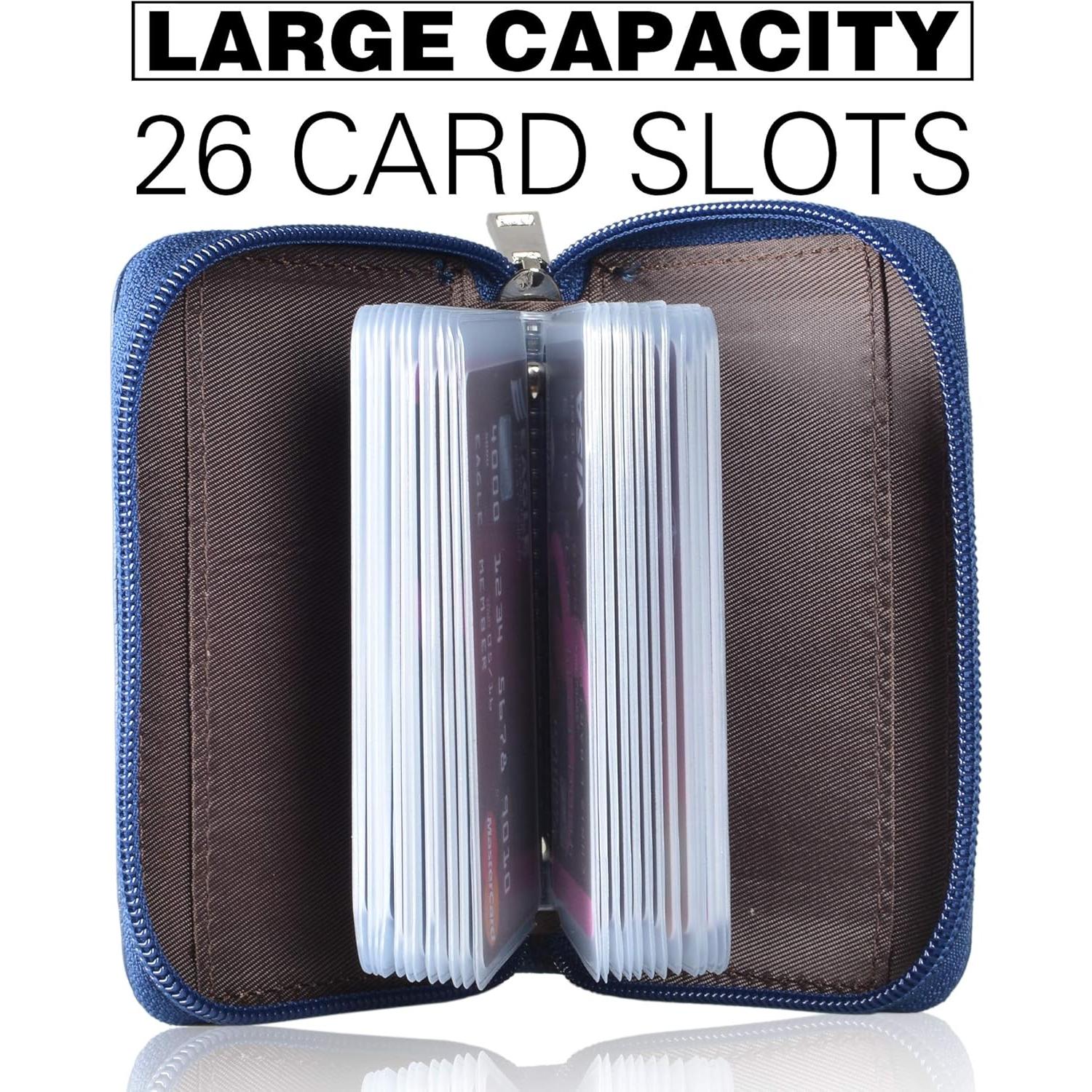 Cartera de Cuero Genuino Easyoulife con 26 Ranuras RFID