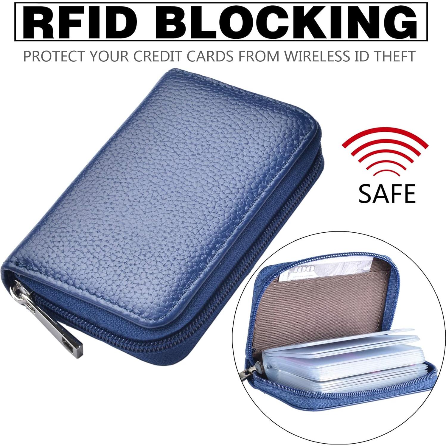 Cartera de Cuero Genuino Easyoulife con 26 Ranuras RFID