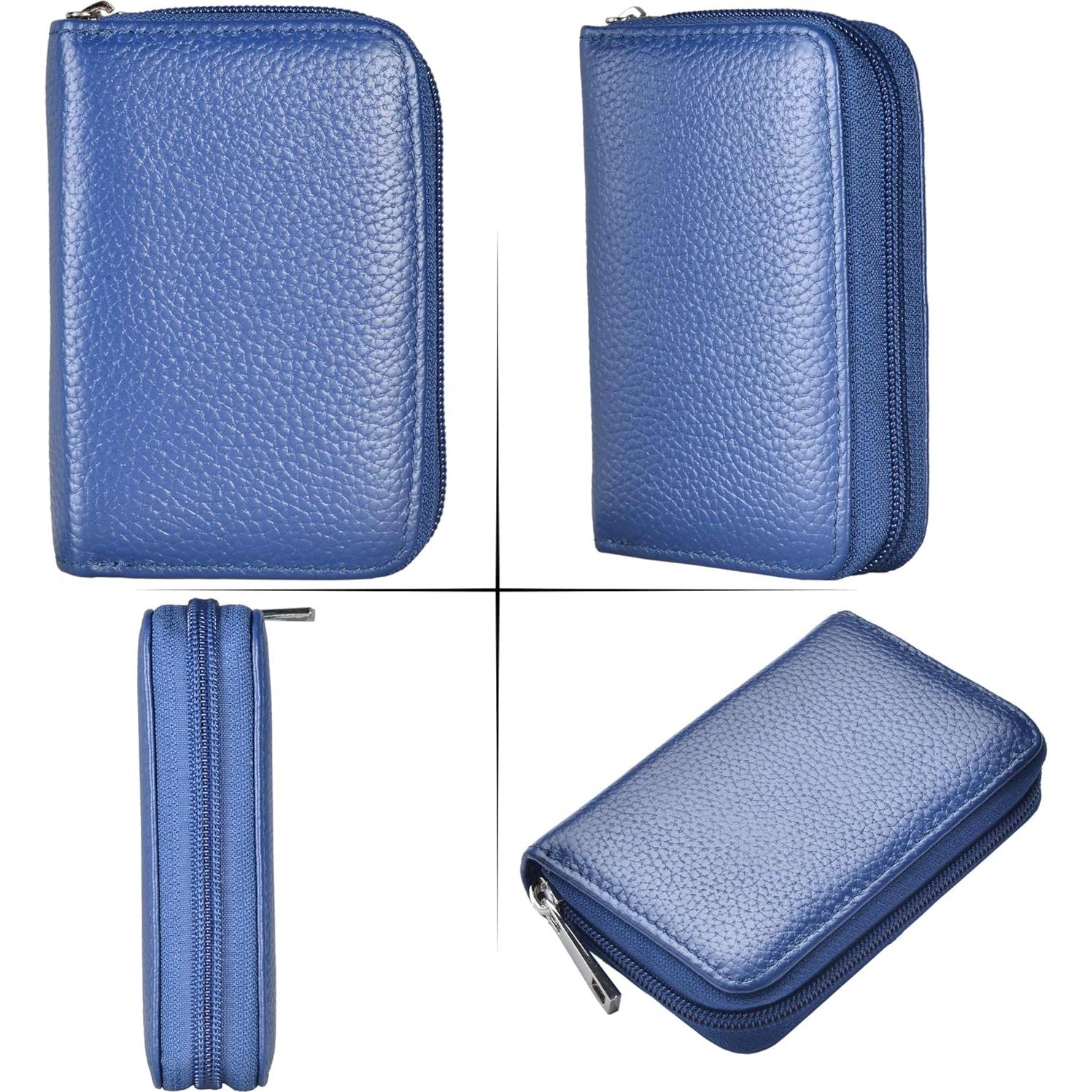 Cartera de Cuero Genuino Easyoulife con 26 Ranuras RFID