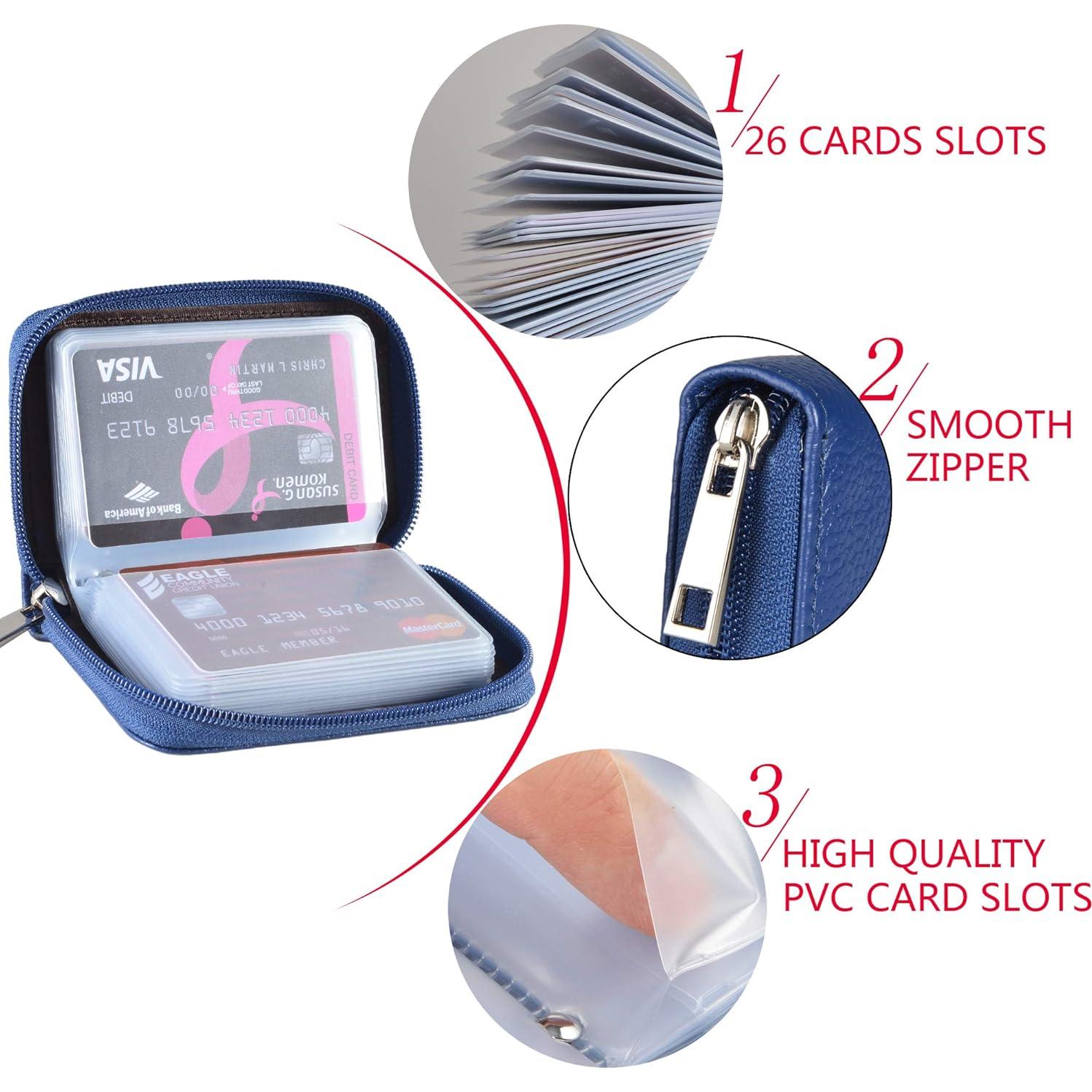 Cartera de Cuero Genuino Easyoulife con 26 Ranuras RFID