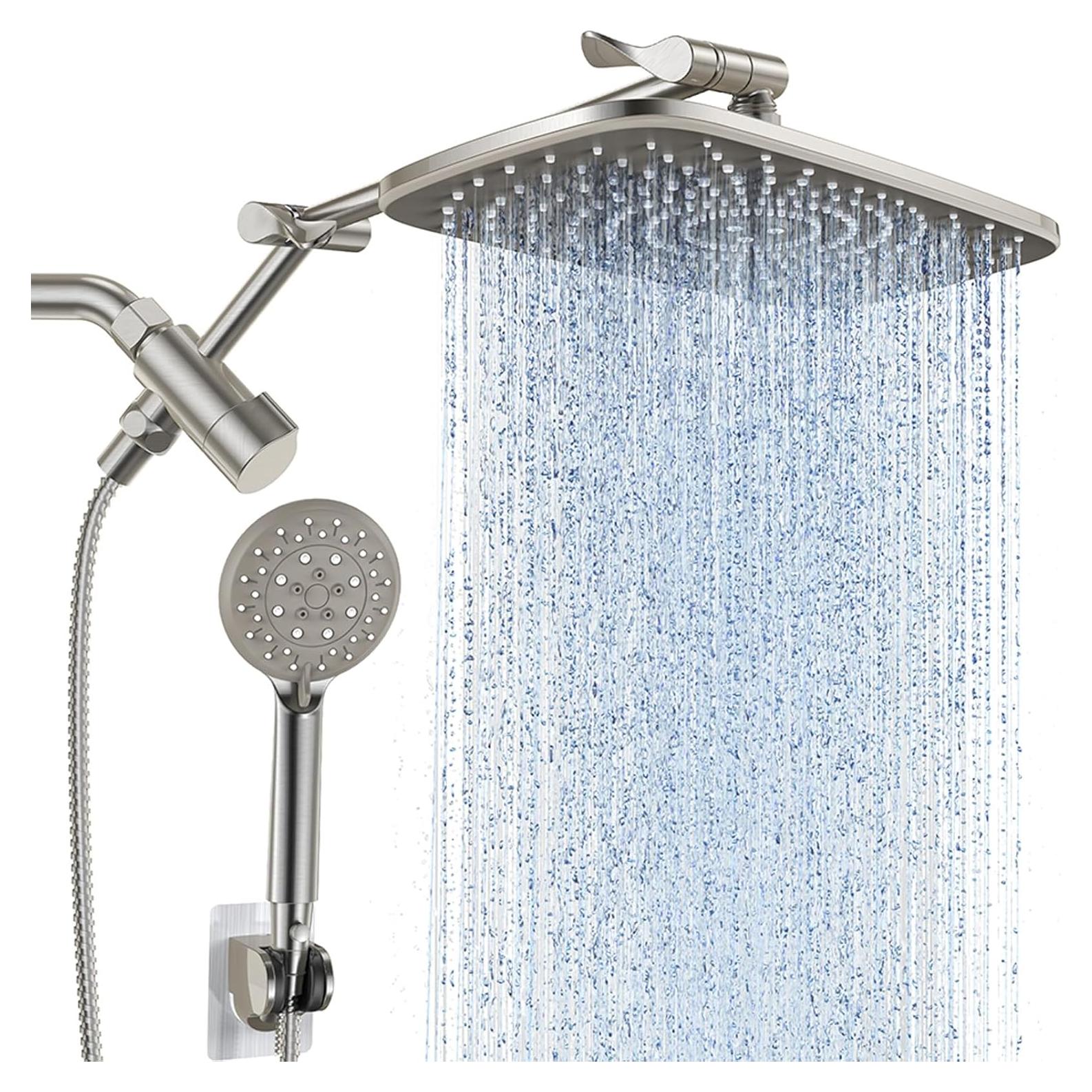 Cabezal de Ducha Veken 11.8" Níquel Cepillado con Manguera 177.8 cm