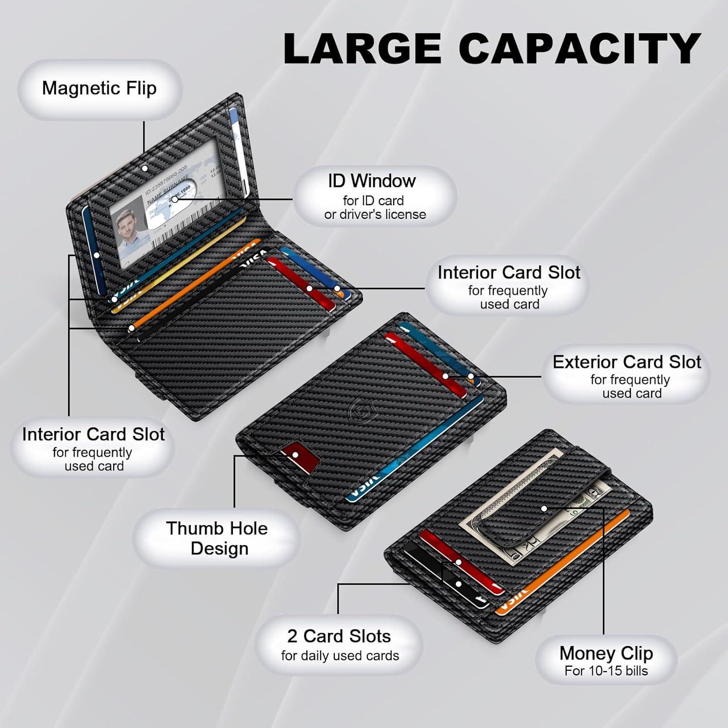 Billetera de Cuero Minimalista GTWUP con Bloqueo RFID 14-16 Tarjetas