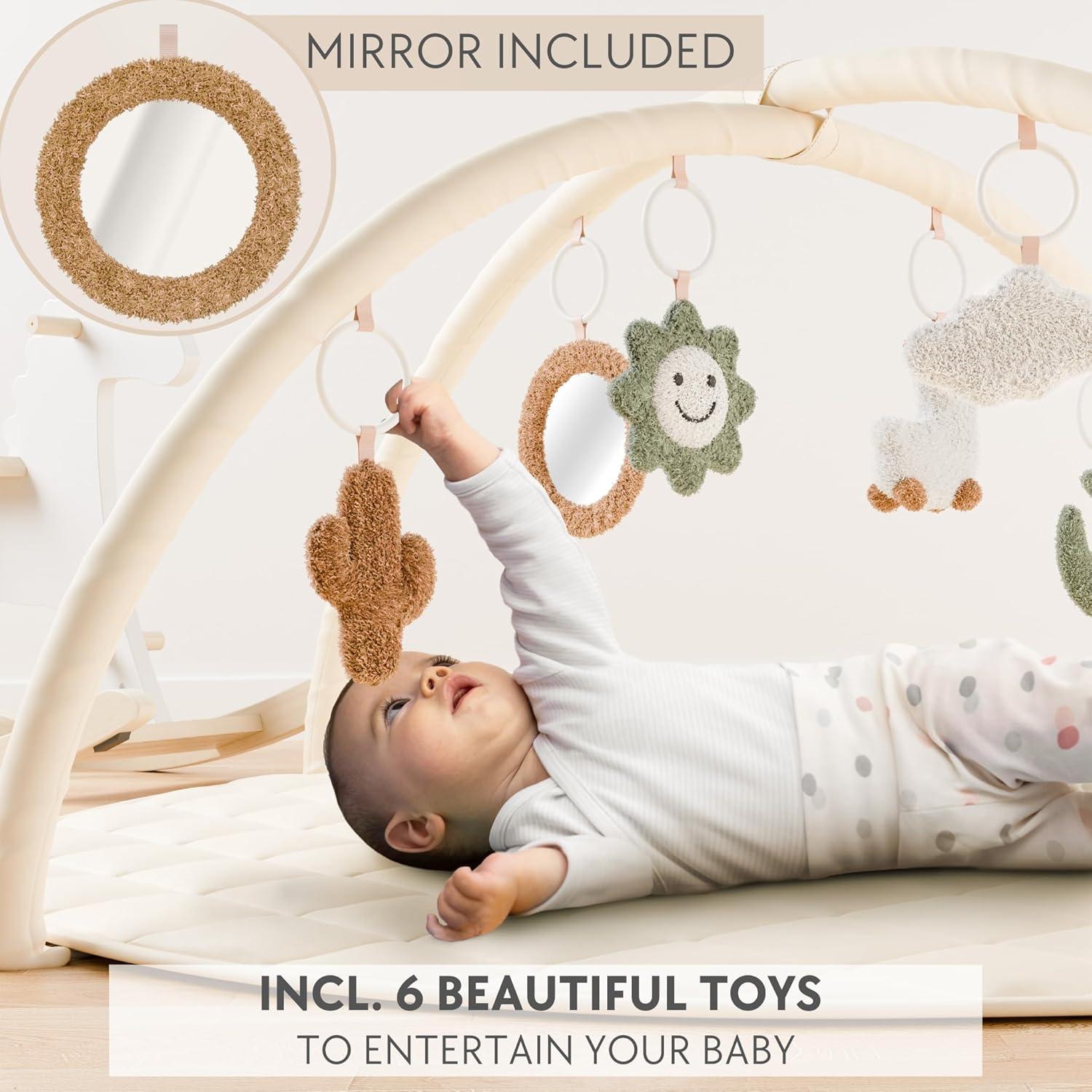 Gimnasio de Juego para Bebés ZICOTO Beige 89x89 cm con 6 Juguetes