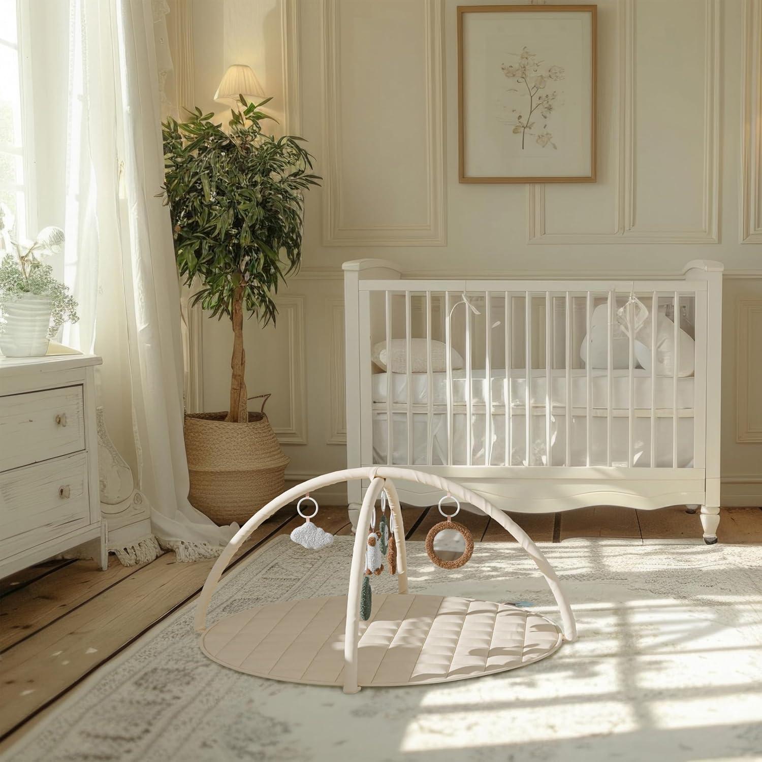 Gimnasio de Juego para Bebés ZICOTO Beige 89x89 cm con 6 Juguetes