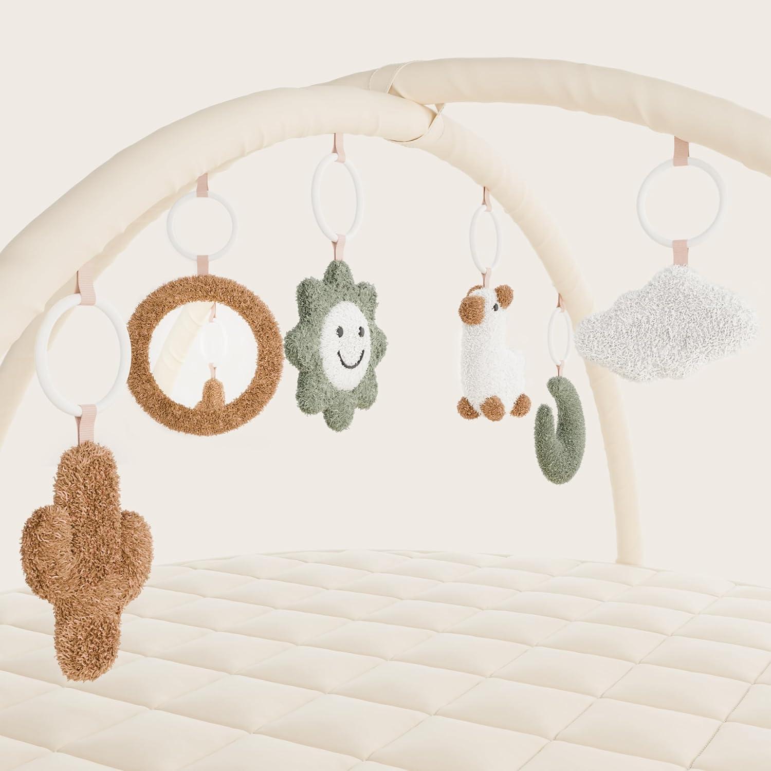 Gimnasio de Juego para Bebés ZICOTO Beige 89x89 cm con 6 Juguetes