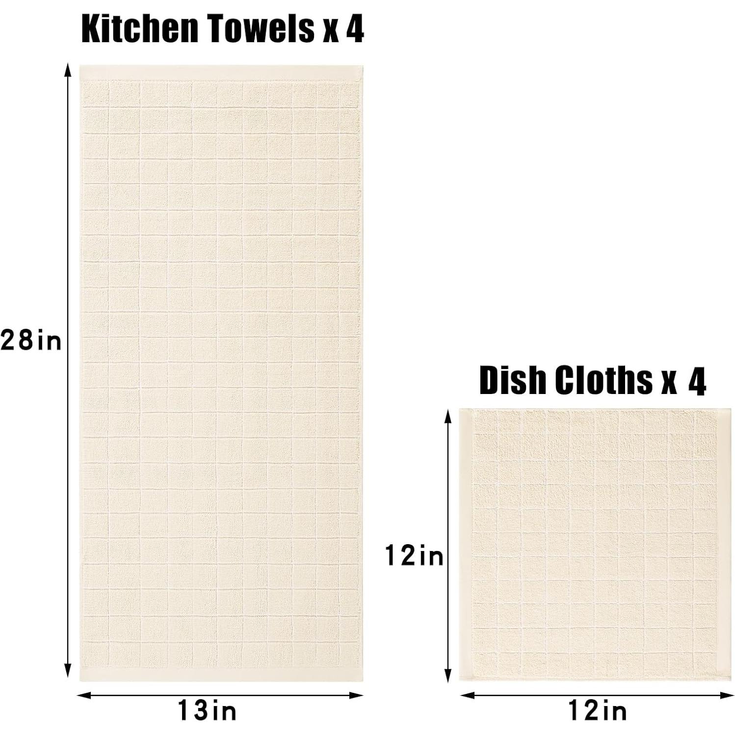 Juego de Toallas de Cocina Homaxy 100% Algodón 8 Piezas Beige