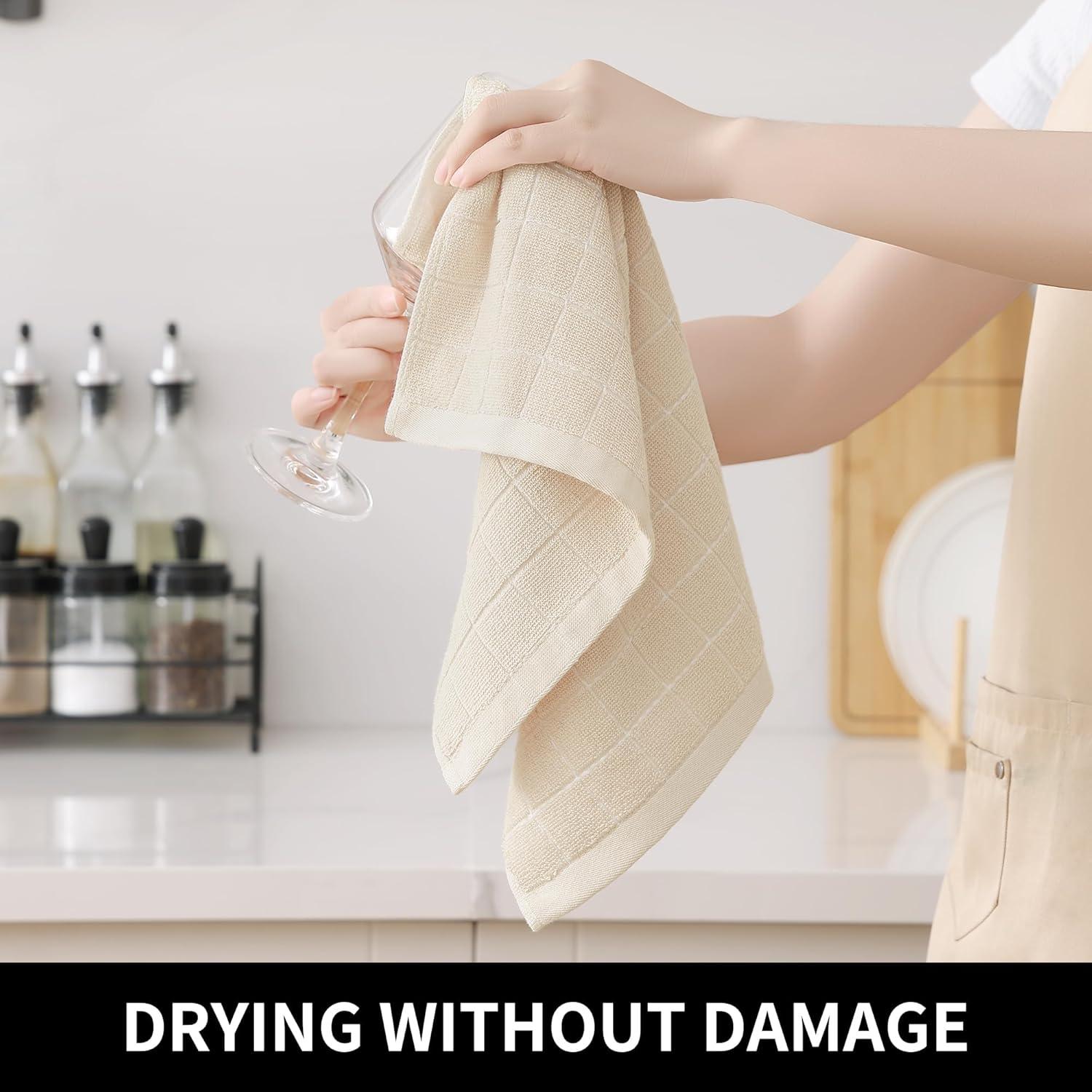 Juego de Toallas de Cocina Homaxy 100% Algodón 8 Piezas Beige