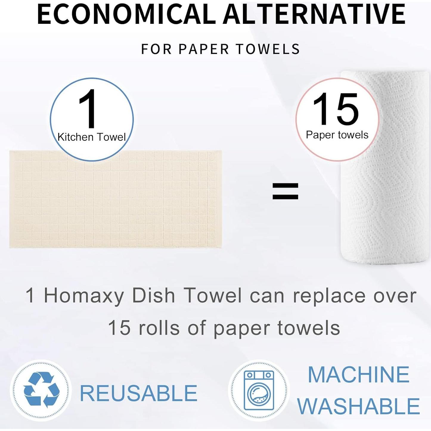 Juego de Toallas de Cocina Homaxy 100% Algodón 8 Piezas Beige