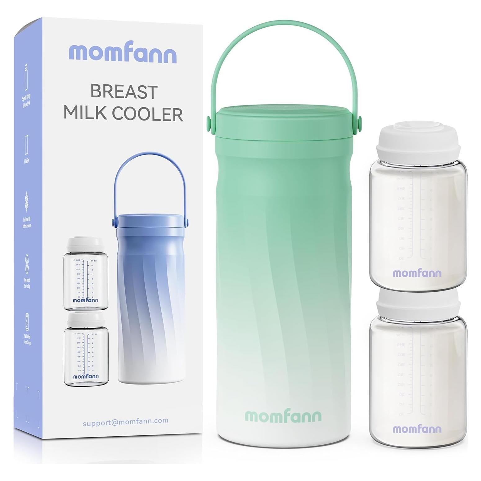 Enfriador de Leche Materna MOMFANN 20oz Acero Inoxidable Verde