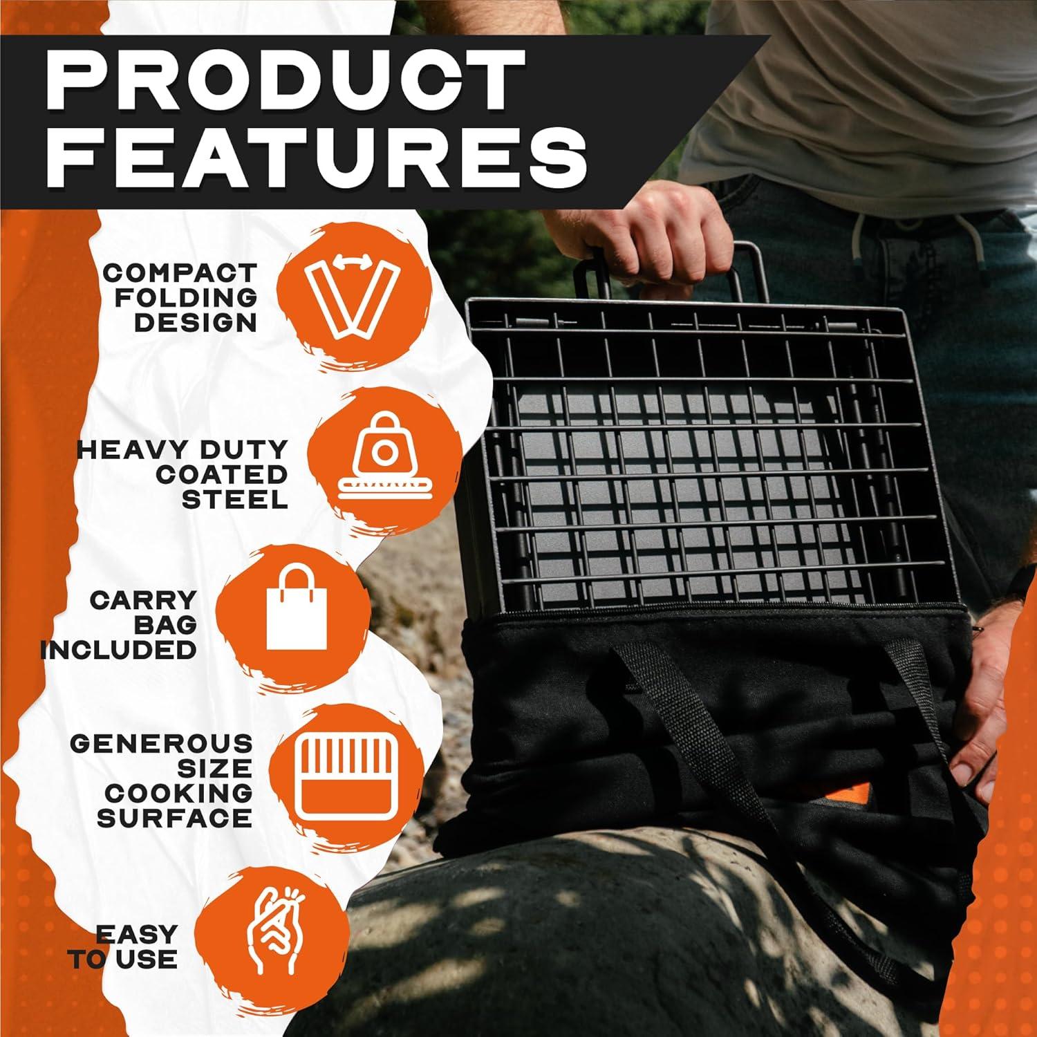 Parrilla de Campamento Plegable Adventure Seeka 24" Alta Resistencia