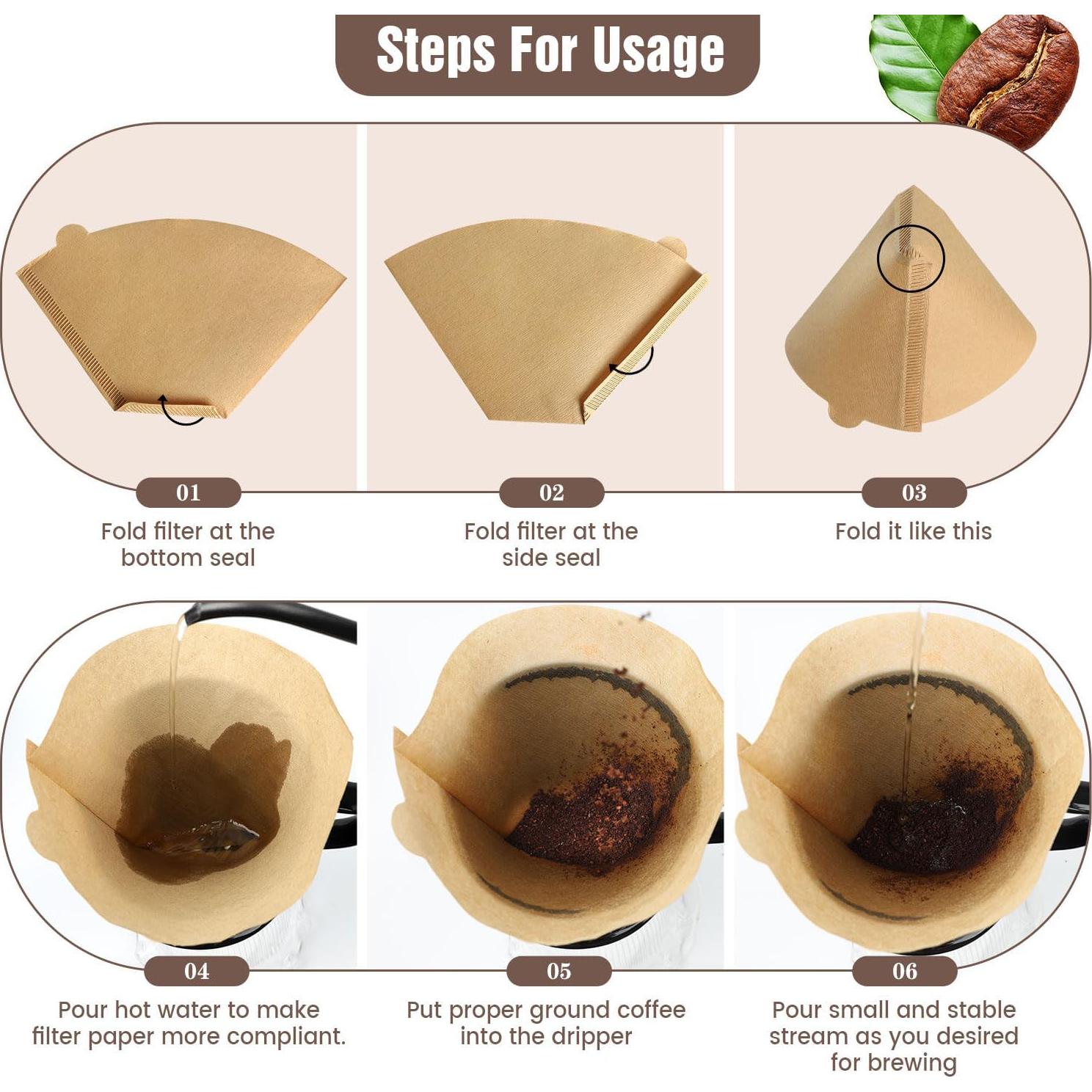 Filtros de café en cono Clinuse U04 200 unidades sin blanquear