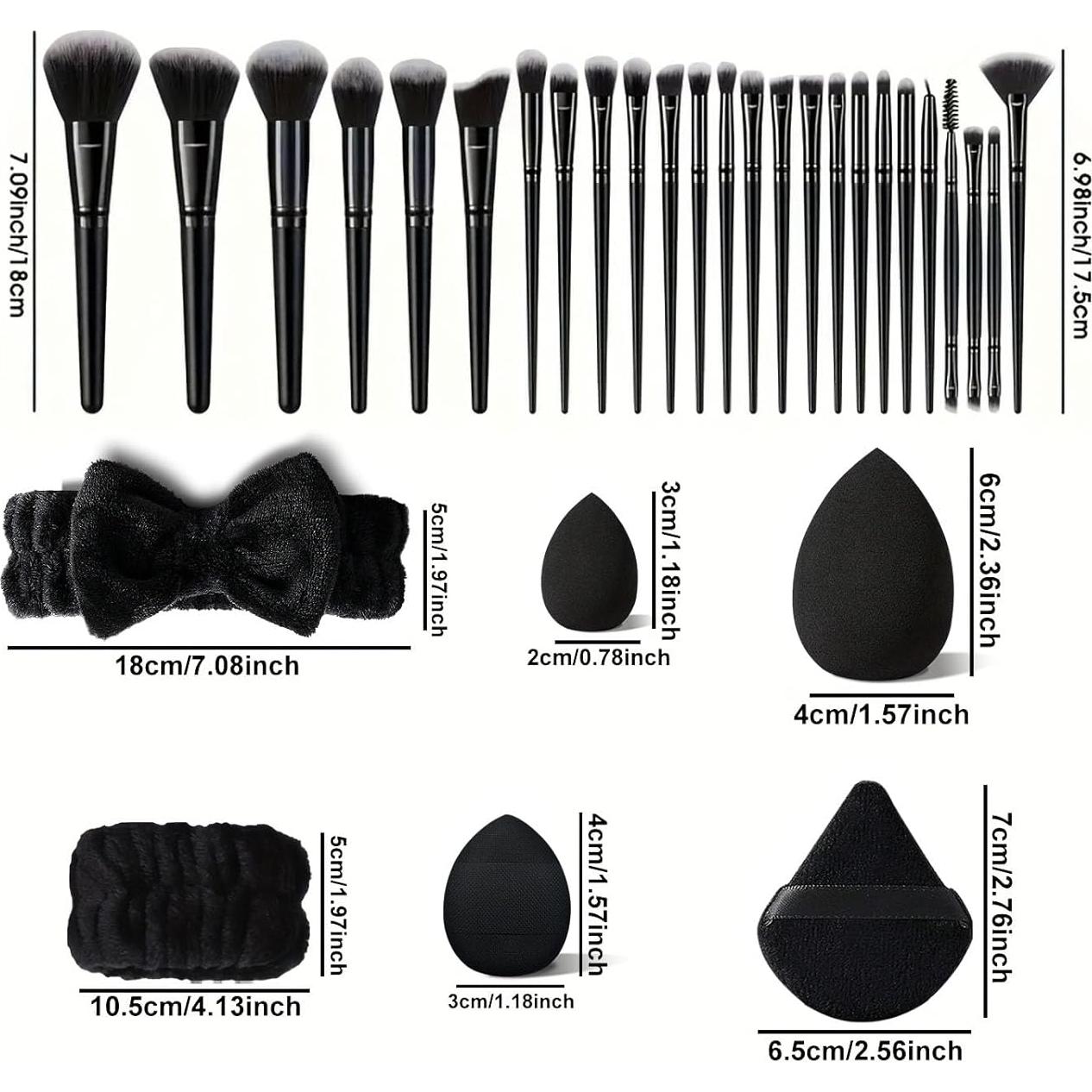 Conjunto de 36 Brochas de Maquillaje Negras HGHDBT Profesional