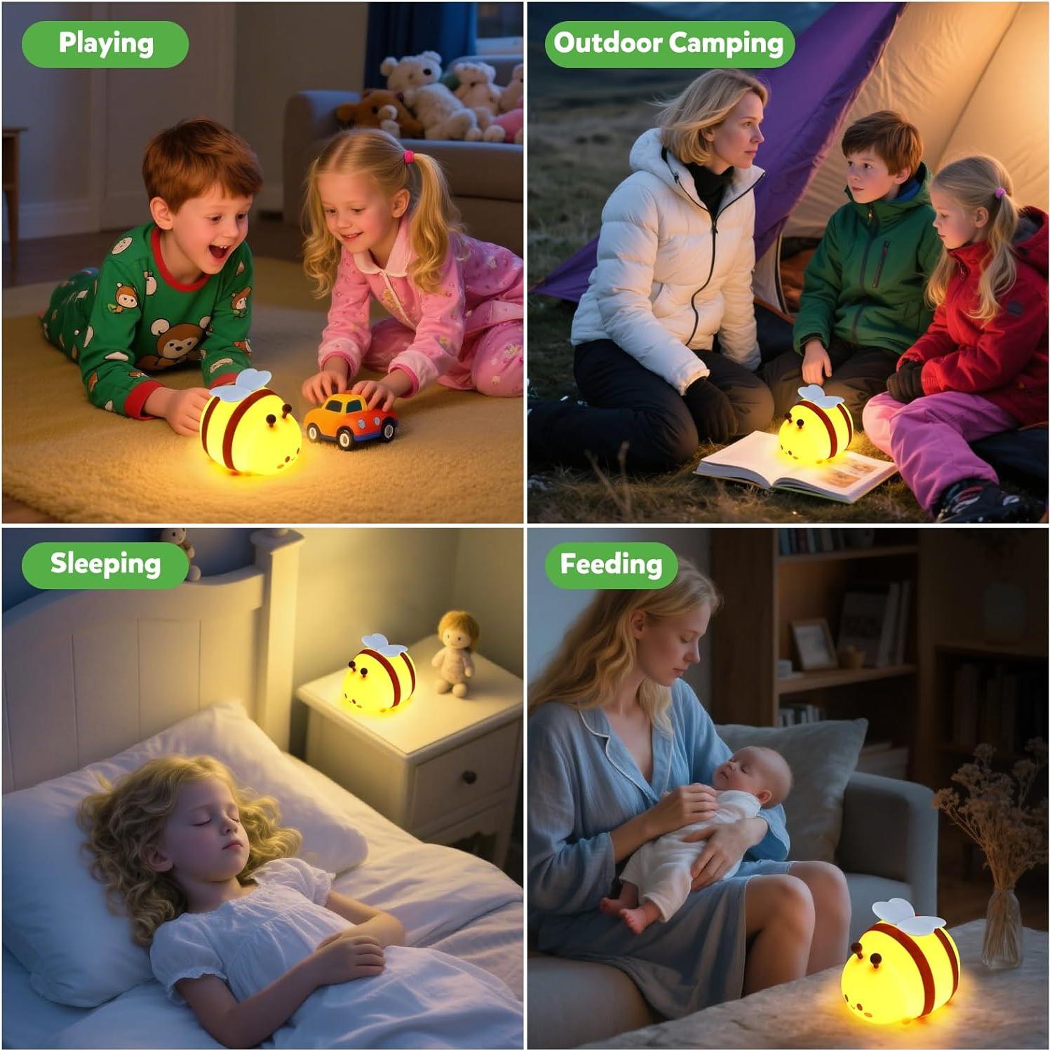 Luz Nocturna Abeja Ollycasa LED Táctil Regulable 8.89cm