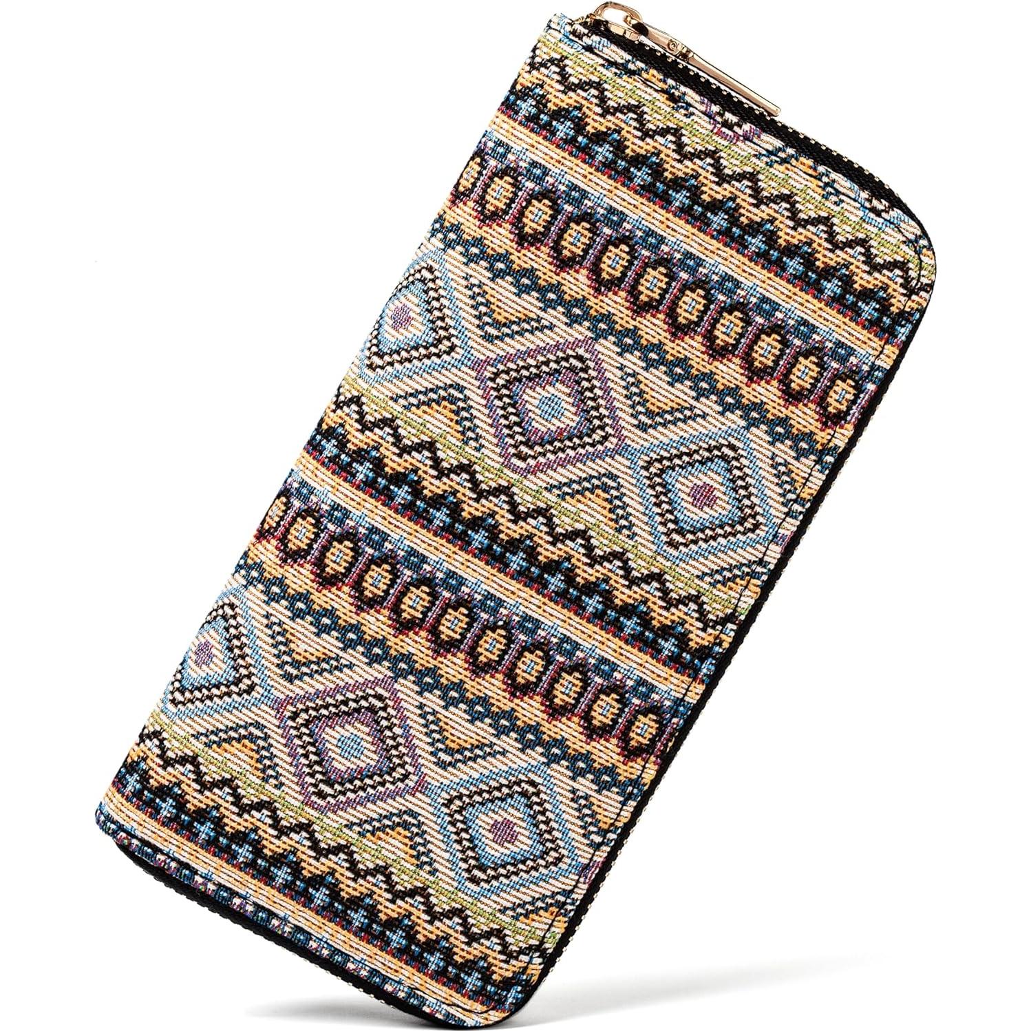 Billetera Boho Western Nabegum para Mujeres Lienzo 0.18 kg