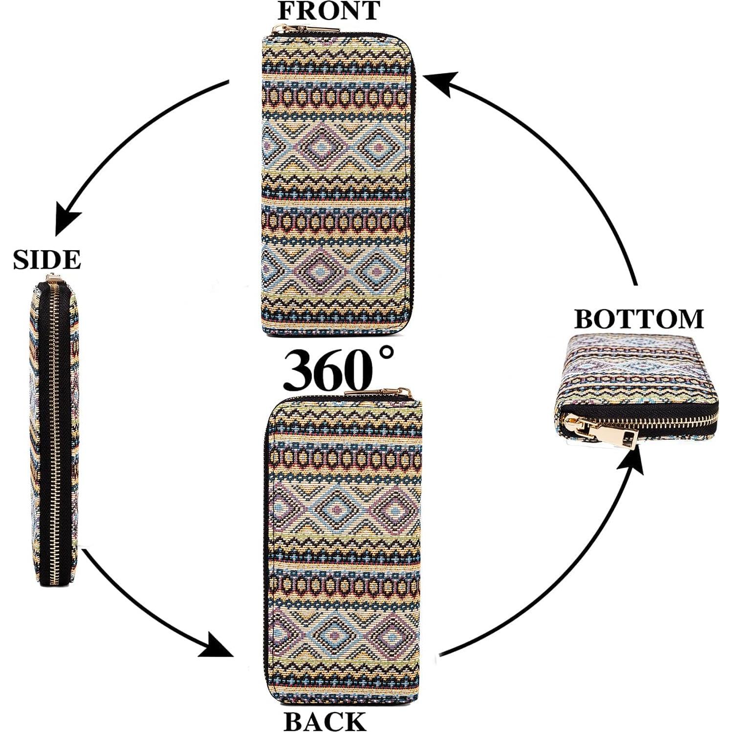 Billetera Boho Western Nabegum para Mujeres Lienzo 0.18 kg