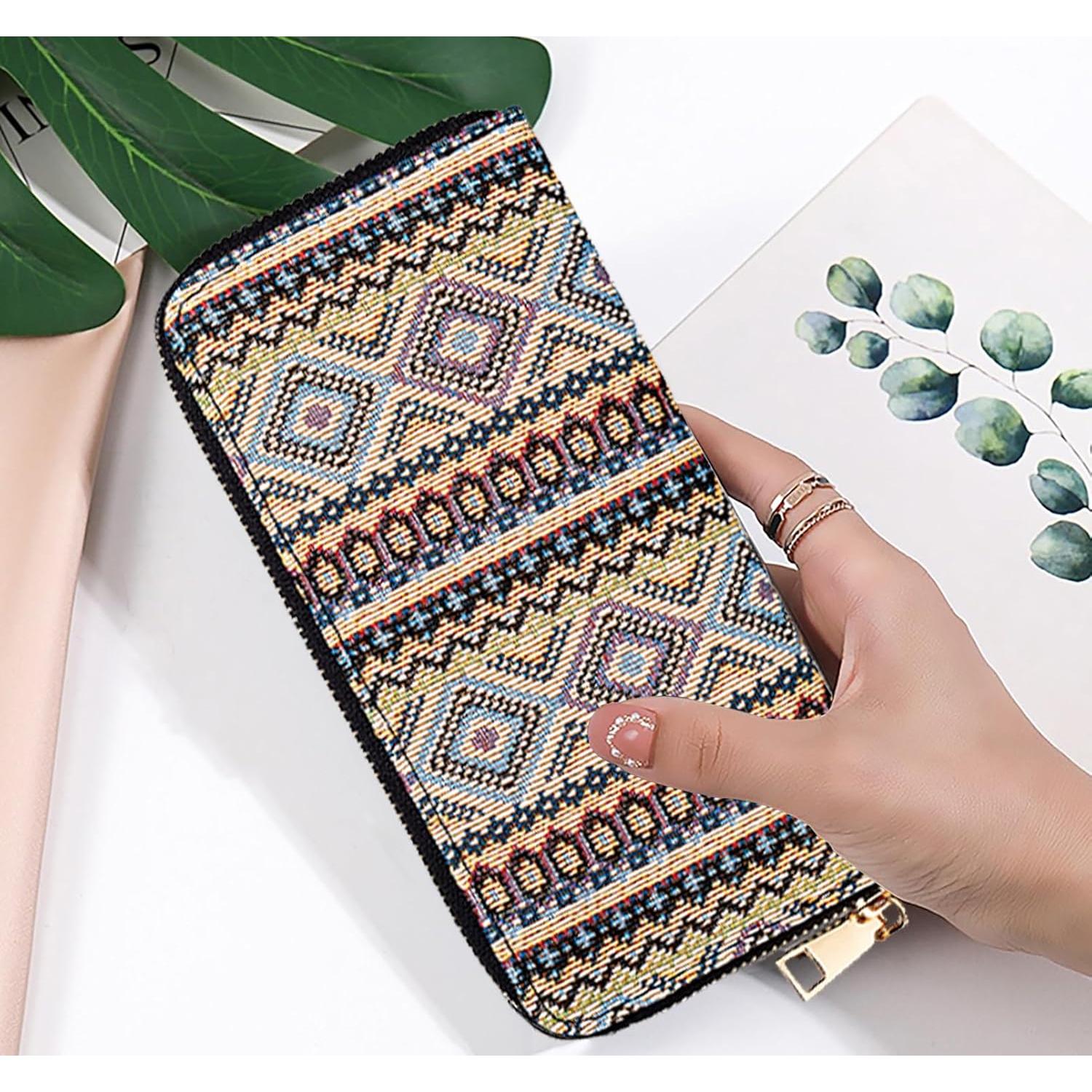 Billetera Boho Western Nabegum para Mujeres Lienzo 0.18 kg