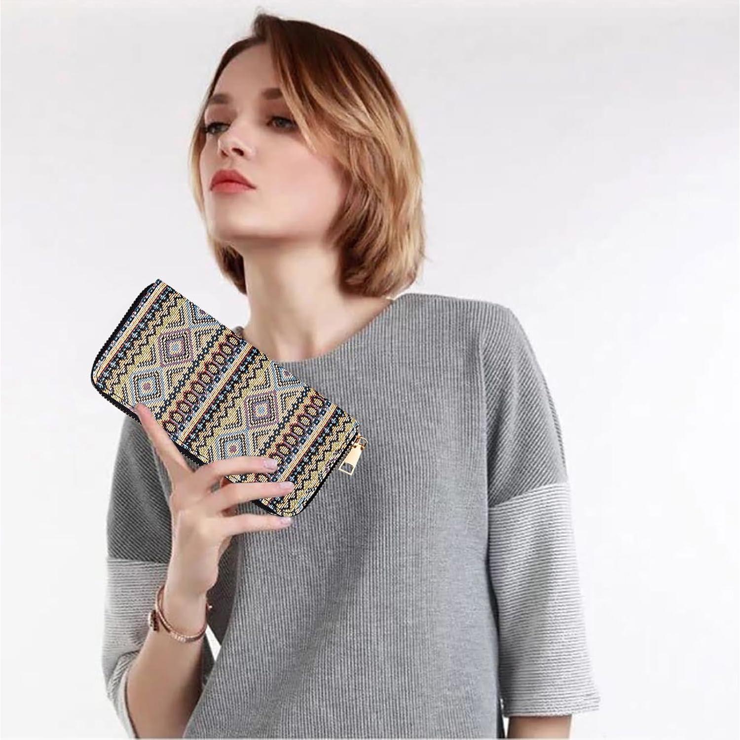 Billetera Boho Western Nabegum para Mujeres Lienzo 0.18 kg