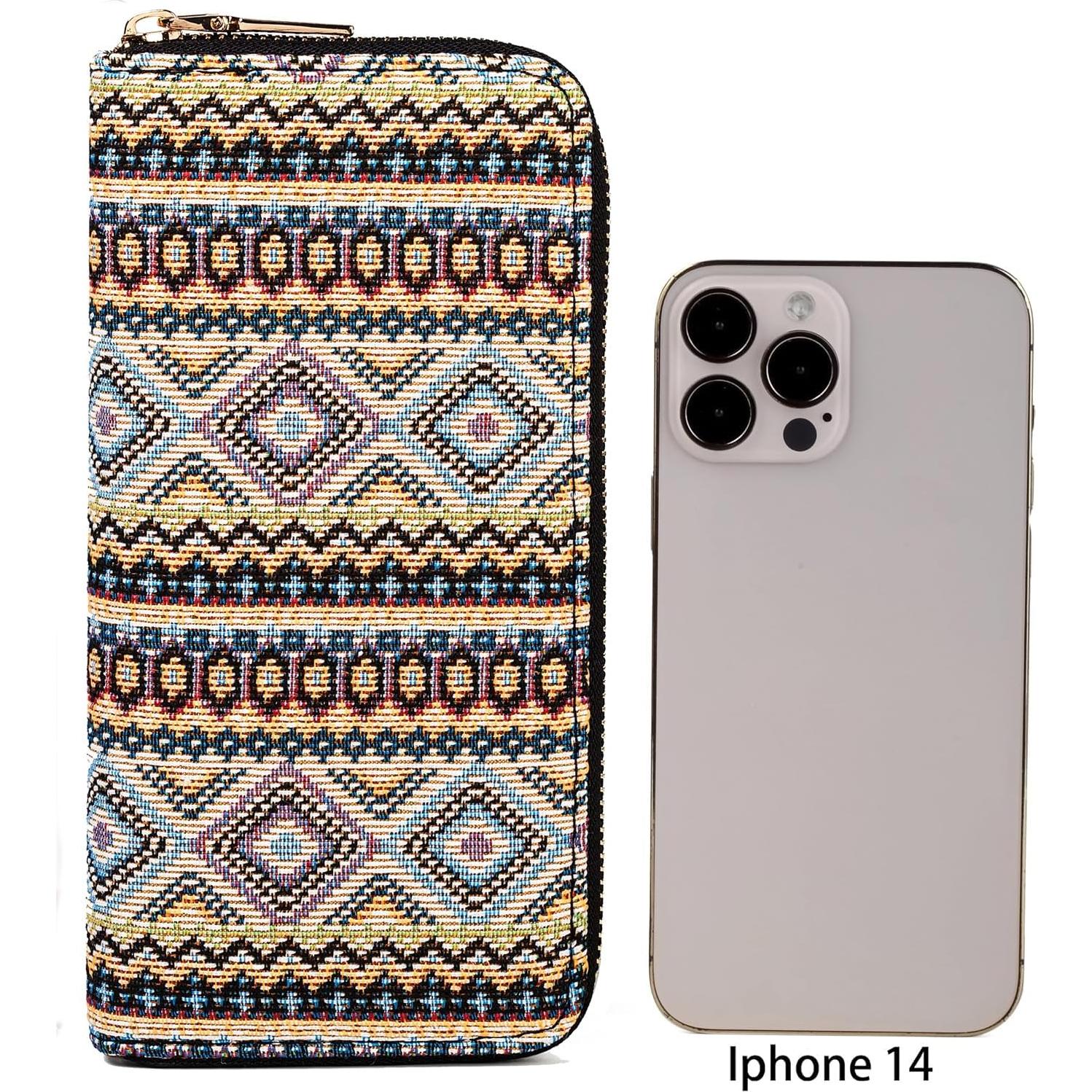 Billetera Boho Western Nabegum para Mujeres Lienzo 0.18 kg