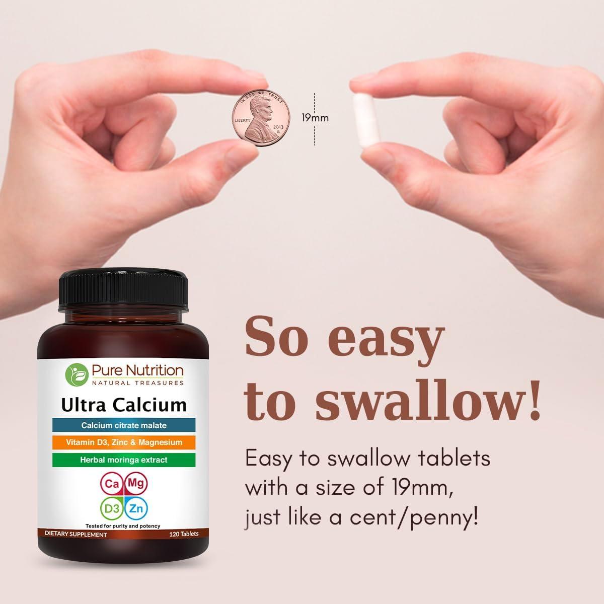 Suplemento de Calcio Citrato 1000mg Pure Nutrition 240 Tabletas