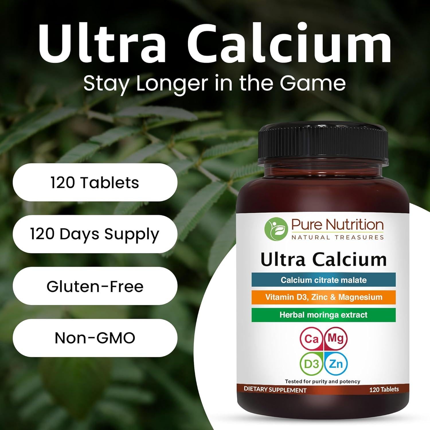 Suplemento de Calcio Citrato 1000mg Pure Nutrition 240 Tabletas