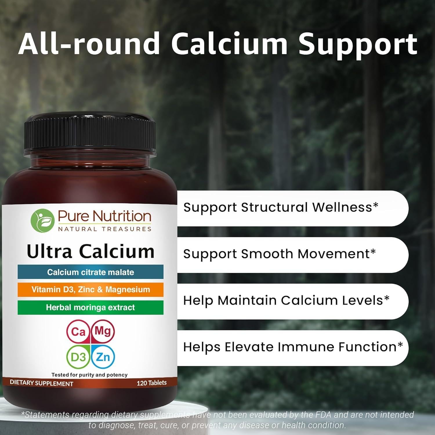 Suplemento de Calcio Citrato 1000mg Pure Nutrition 240 Tabletas