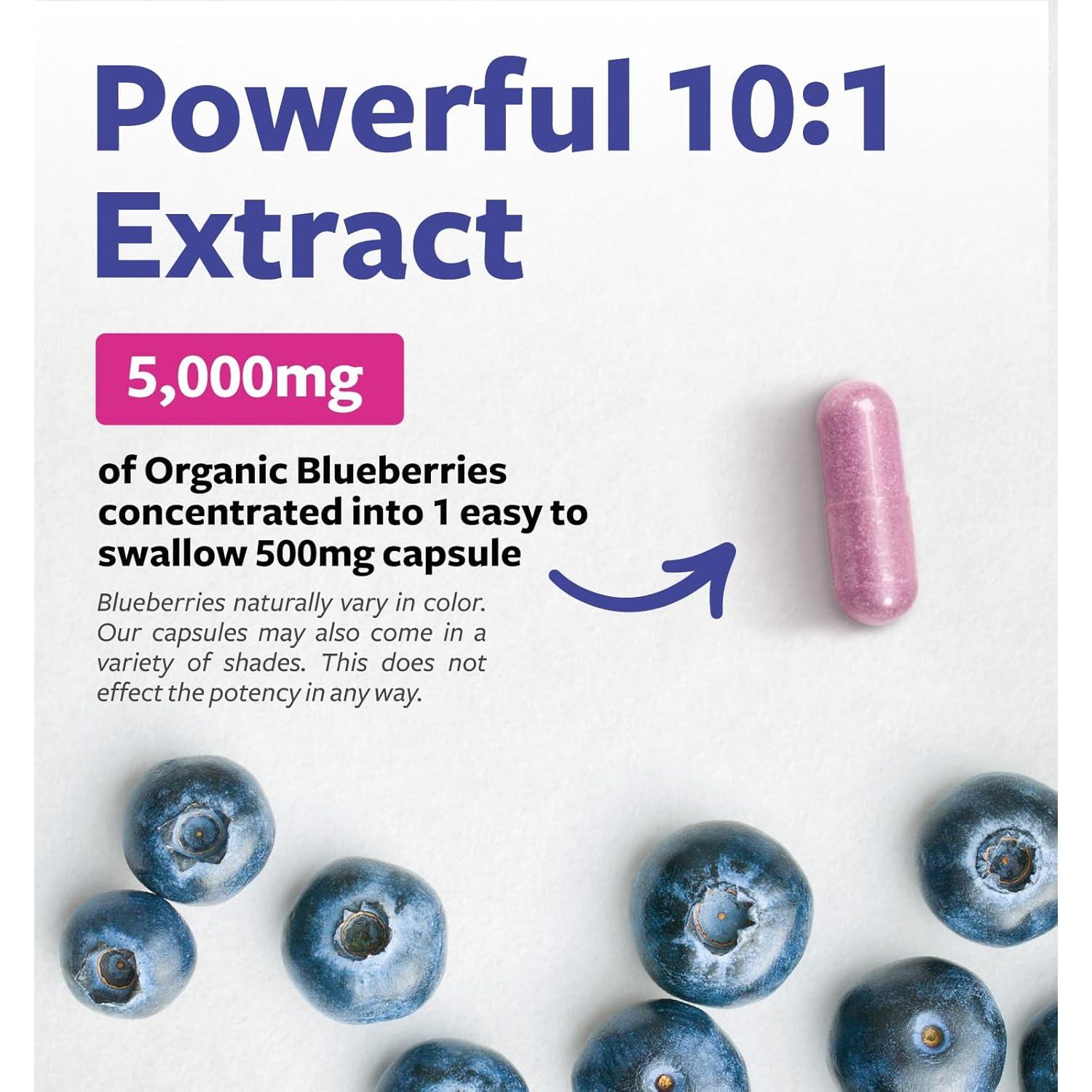 Cápsulas de Extracto de Arándano Orgánico Pure Co 5000mg