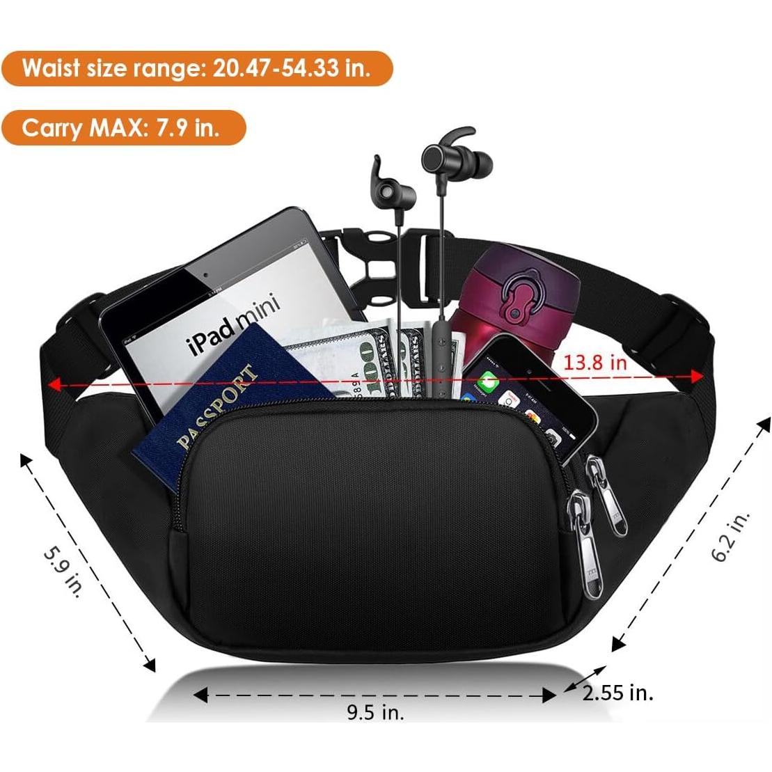 Riñonera Syican Unisex 3 Bolsillos Impermeable 20.99x8cm