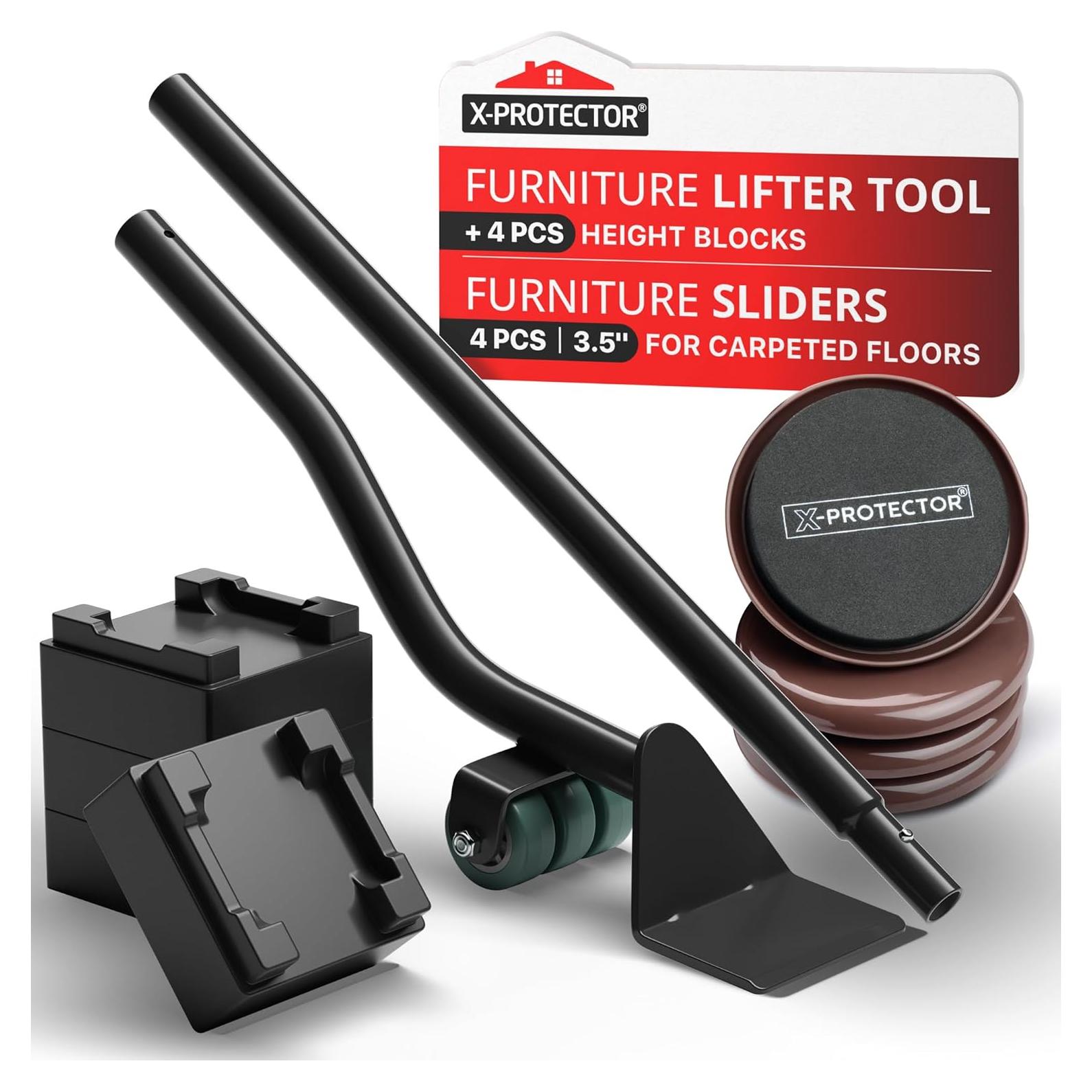 Deslizadores de Muebles X-Protector + Elevador 4 PCS 10.9 cm