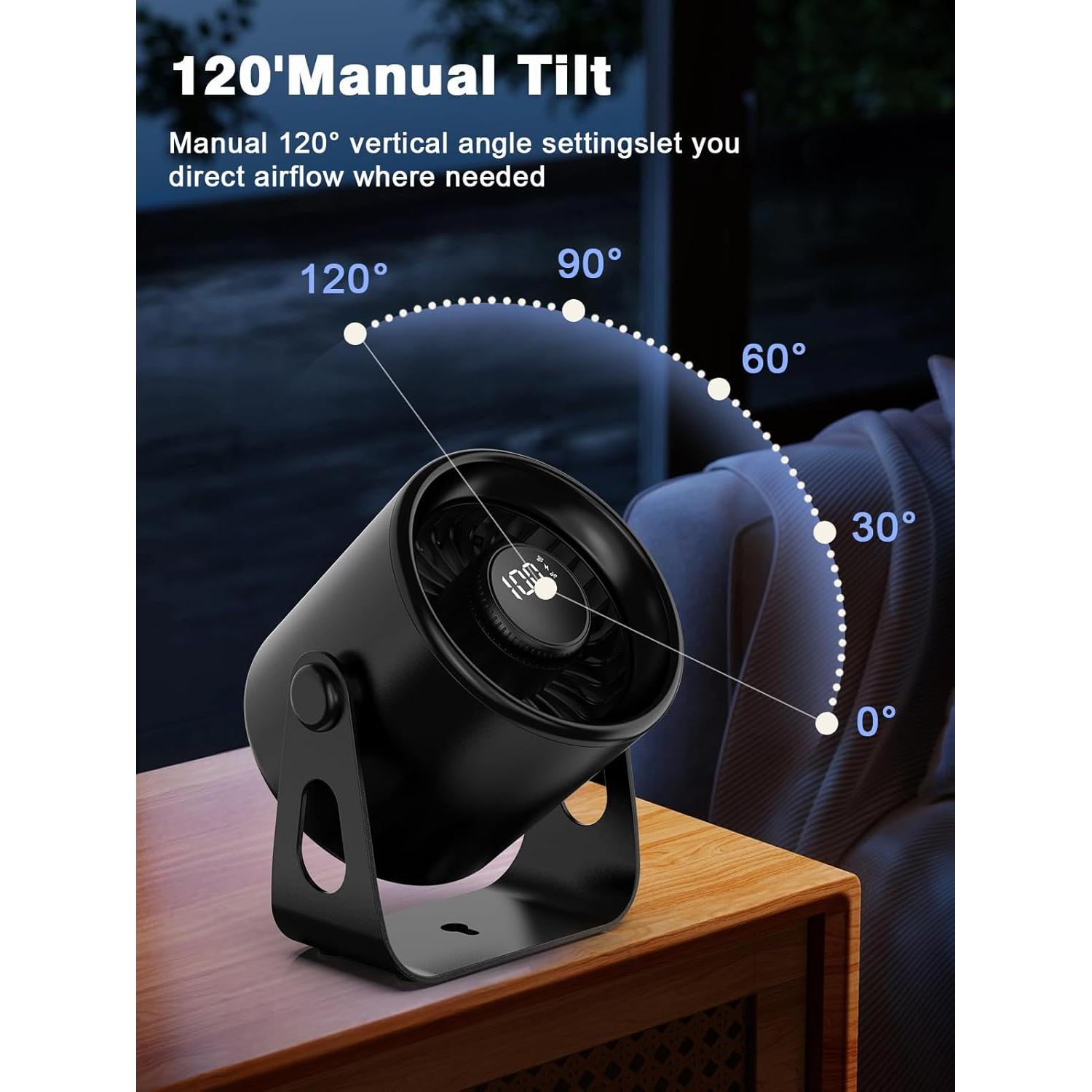 Ventilador de Mesa Biswitif SK-108 BK, 4000mAh, 100 Velocidades