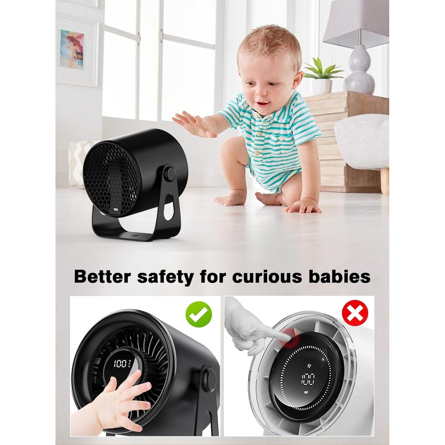 Ventilador de Mesa Biswitif SK-108 BK, 4000mAh, 100 Velocidades