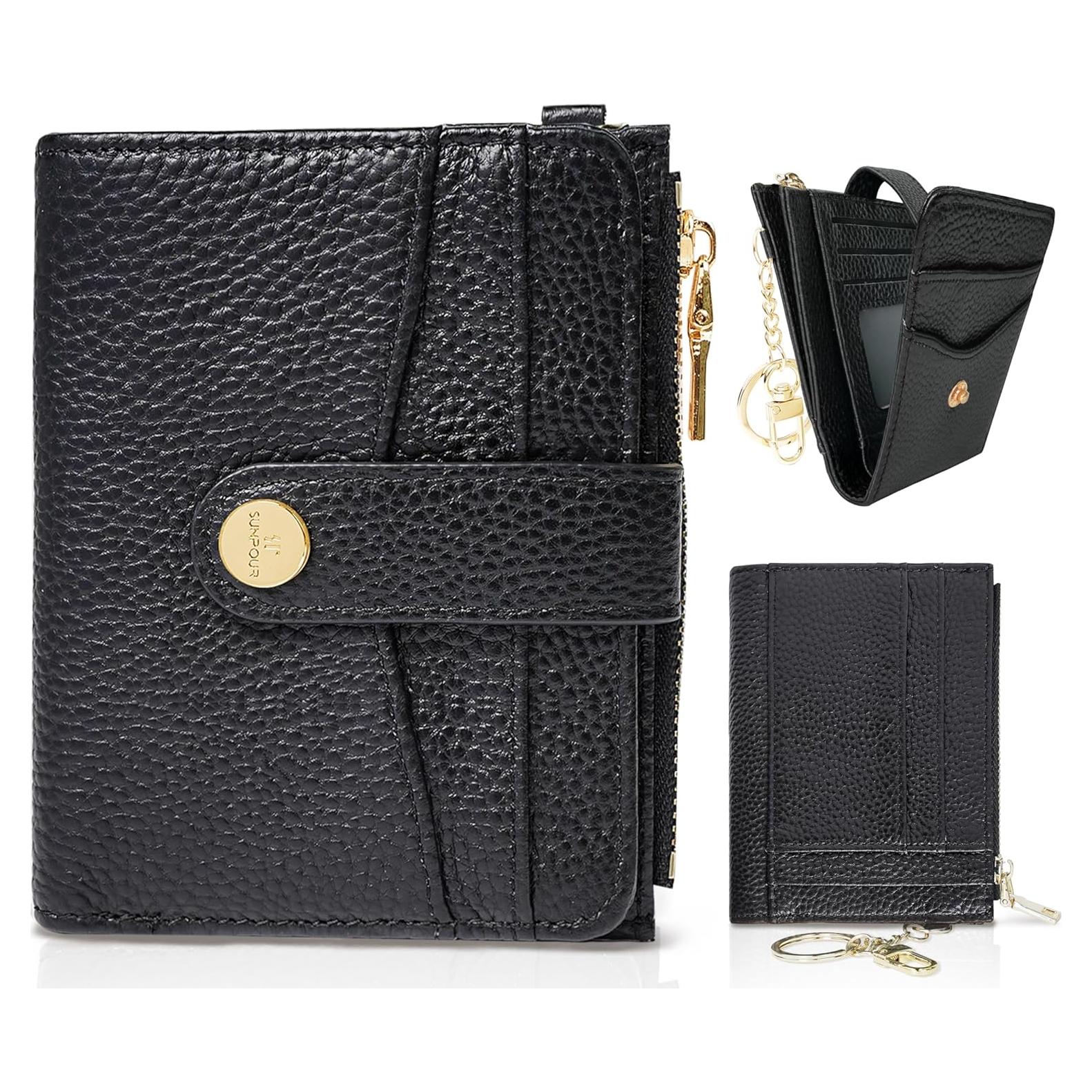 Cartera Bifold Sunpour Negra con Bloqueo RFID y 12 Tarjetas